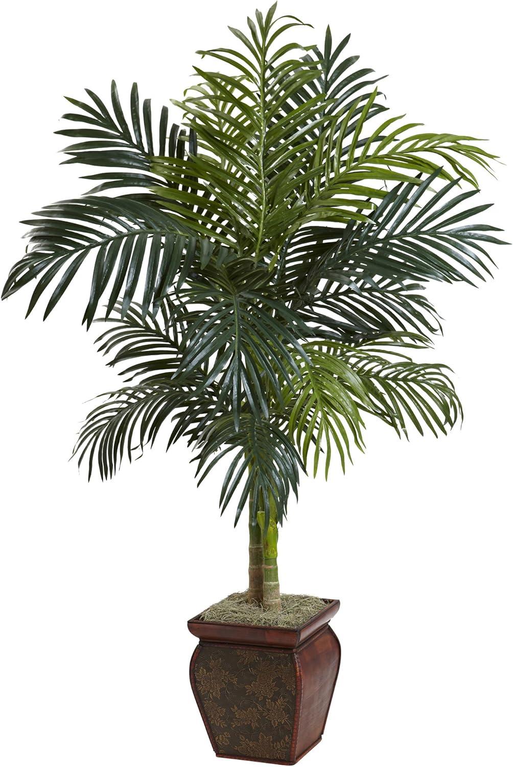 Nearly Natural 4.5-ft Golden Cane Palm with Decorative Container