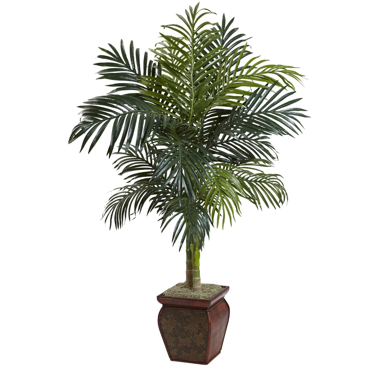 Nearly Natural 4.5-ft Golden Cane Palm with Decorative Container