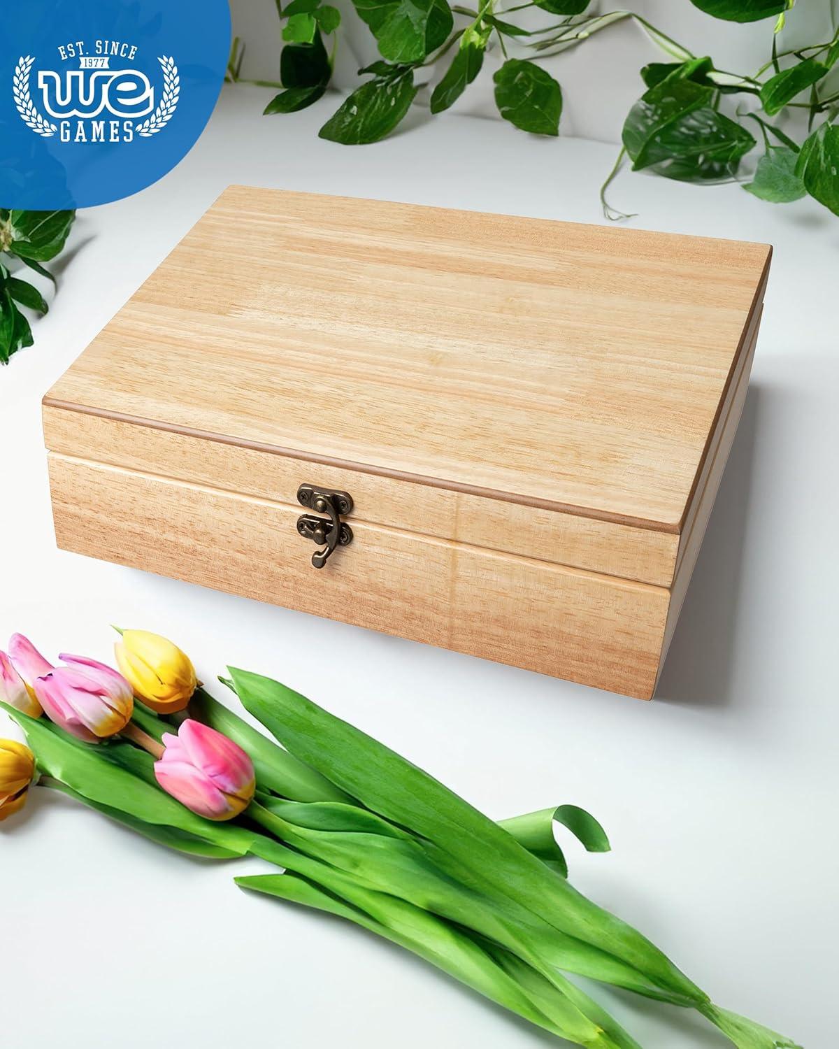WE Games Wooden Keepsake Stash Box, Decorative Memory or Storage Box