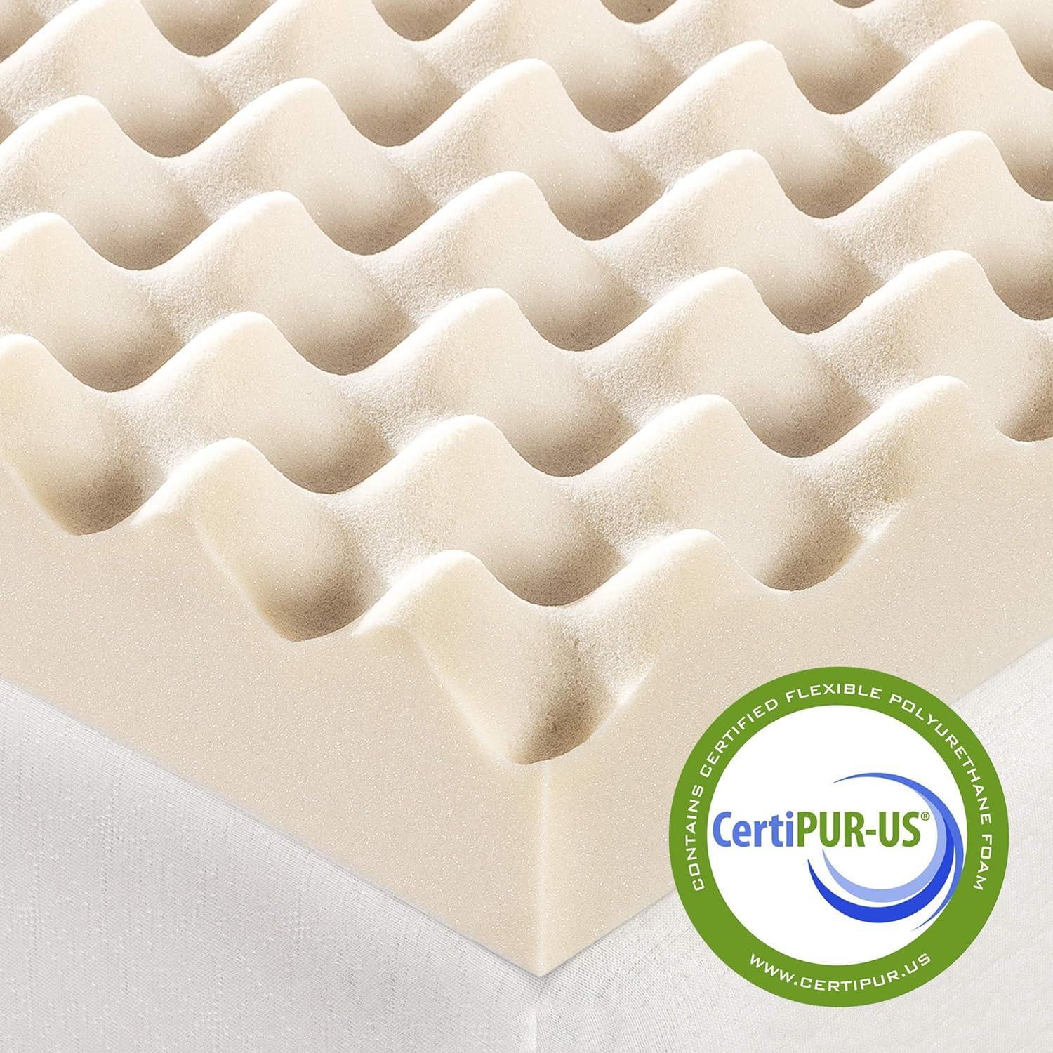 Twin Beige Egg Crate Memory Foam Mattress Topper