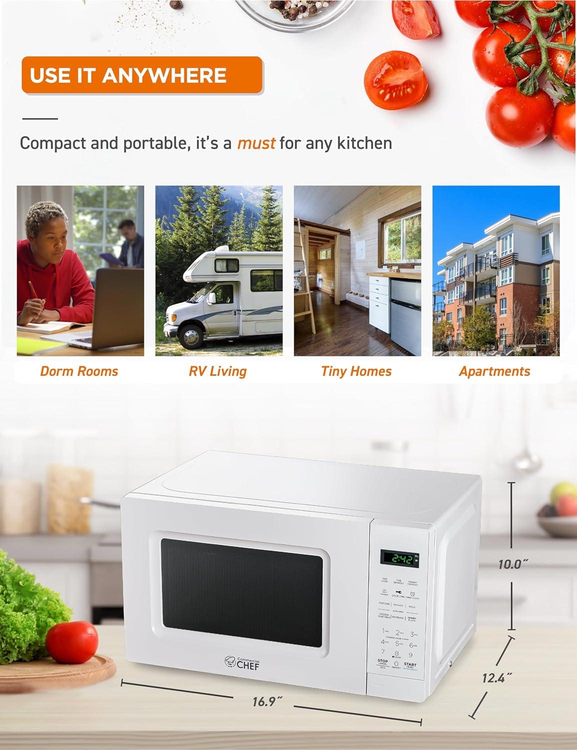Commercial Chef 0.7 Cubic Feet 700 Watt Countertop Microwave