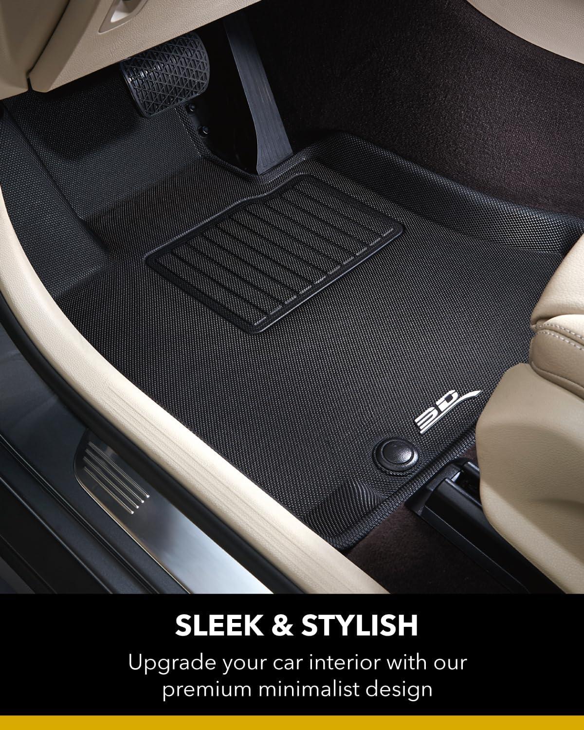 Black Carbon Fiber Embossed 3-Piece Floor Mat Set