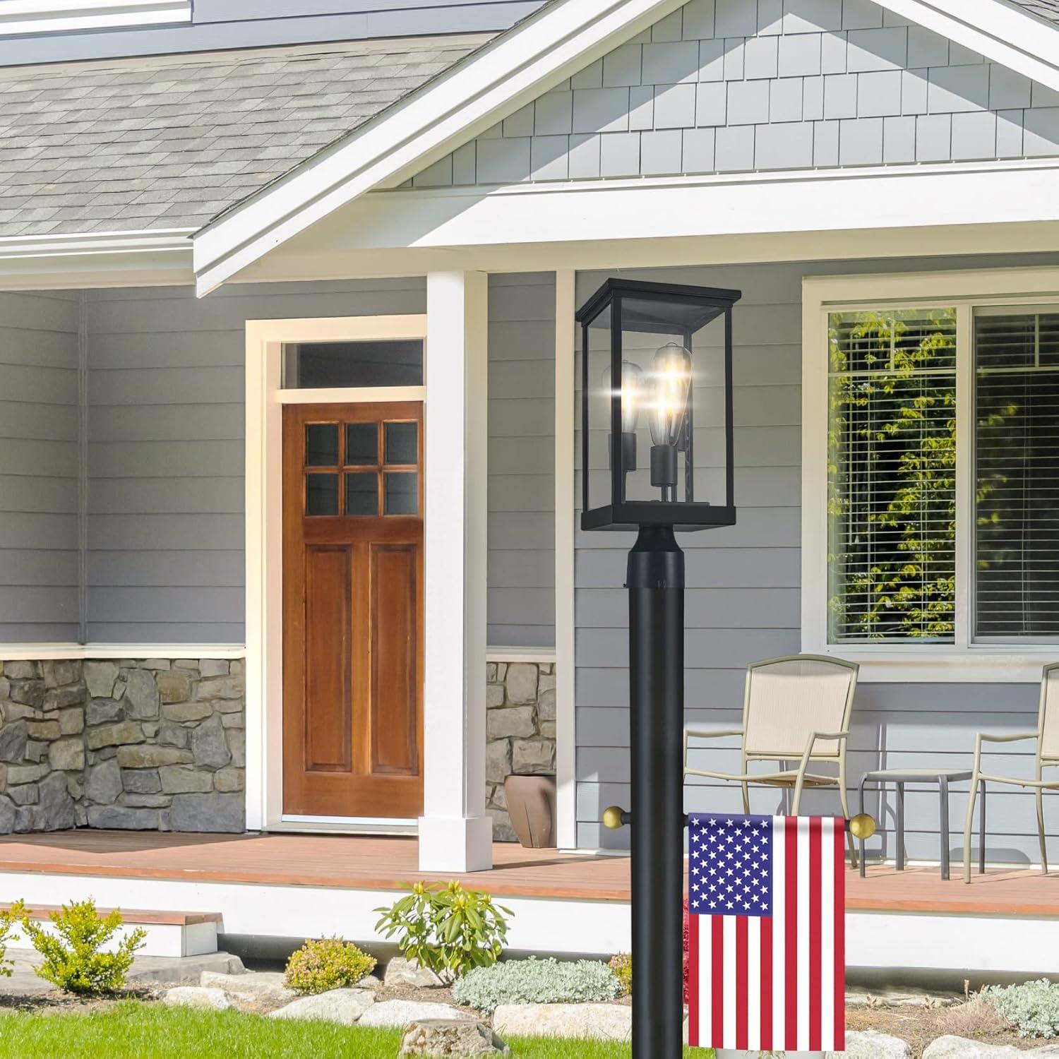 Design House 589200-BLK Mayfield Outdoor Post Top Light with Clear Glass Modern for Porch Entryway Patio, Black