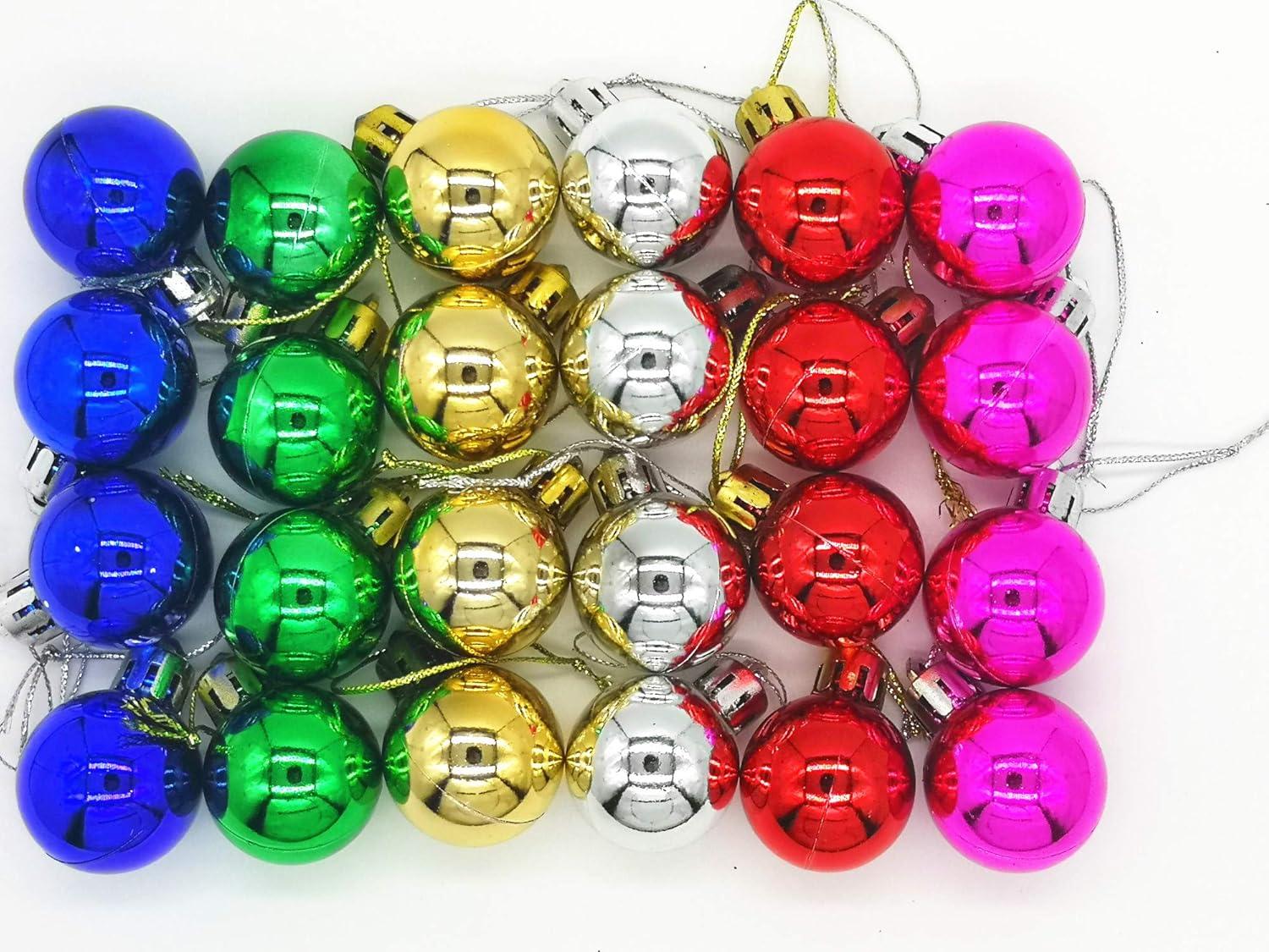 24 Pack Christmas Balls Ornaments Mini Shatterproof Ball for Christmas Tree Decorations 1.2 Inch (Multicolor)