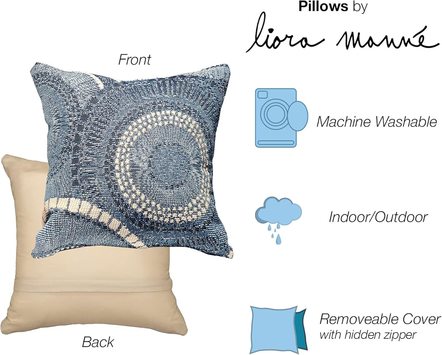 Liora Manne  Marina Circles Indoor/Outdoor Pillow Delft 18" x 18"