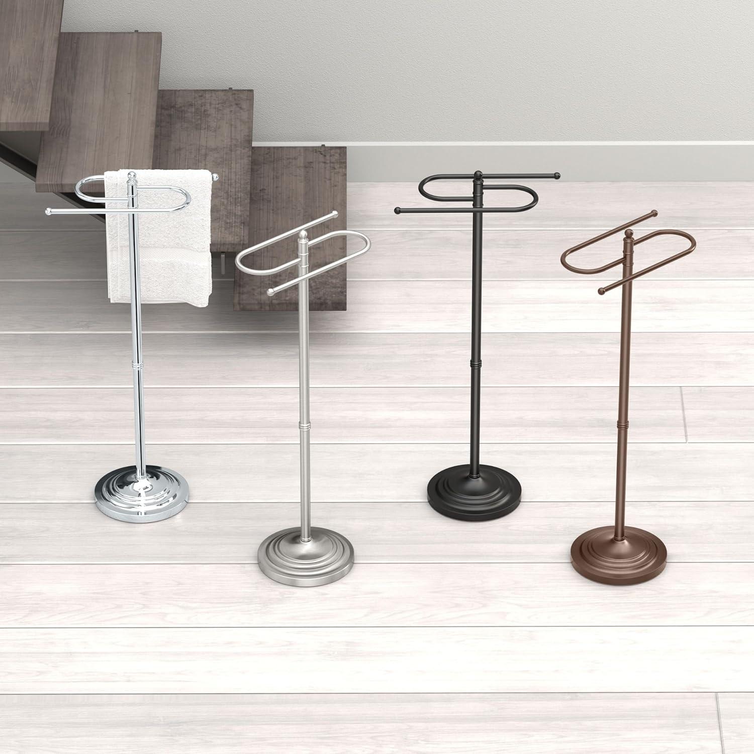 Free Standing Towel Holder | 38"H Floor Standing Towel Rack, Weighted and Padded Base