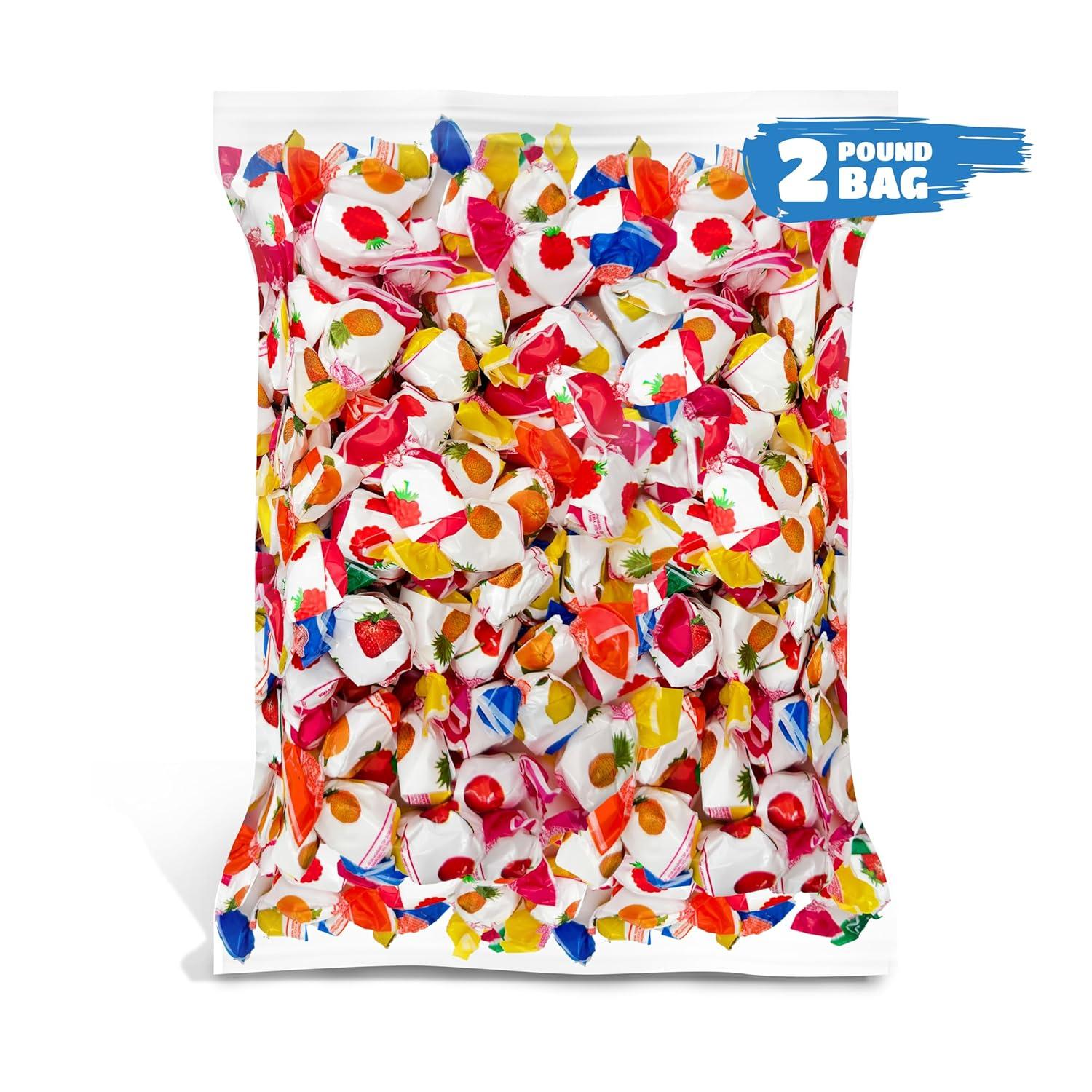 Arcor Fruit Filled Hard Candy - 2 Pound Bag - Bulk Bon Bons Candy with Pineapple, Strawberry, Orange, Cherry, and Lemon Flavors - Individually Wrapped Assorted Fruit Candy