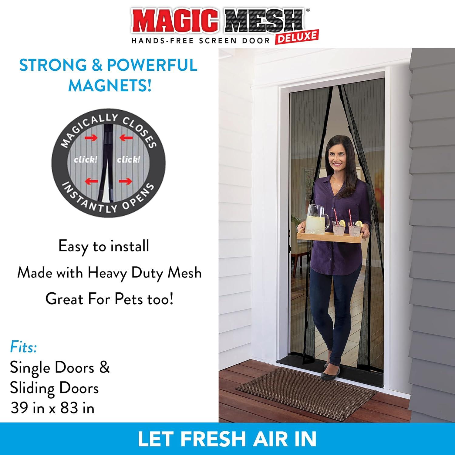 Magic Mesh Deluxe Hands Free Magnetic Screen Door 83" x 39" Black