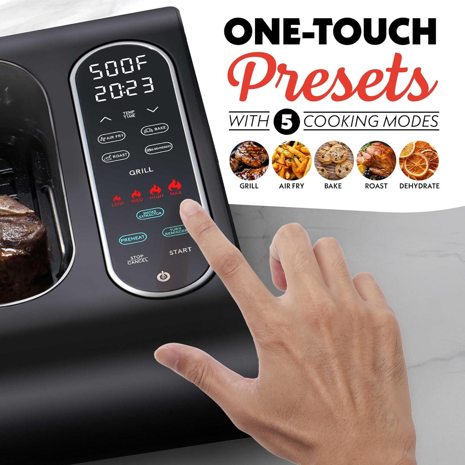 Gourmia Gourmia 6?Qt Smokeless Indoor Grill & Air Fryer FoodStation with Smoke Extracting Technology