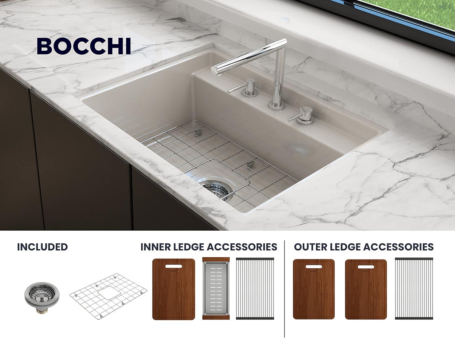 BOCCHI Baveno 27'' L Dual Mount Single Bowl Fireclay Kitchen Sink 1633-001-0127