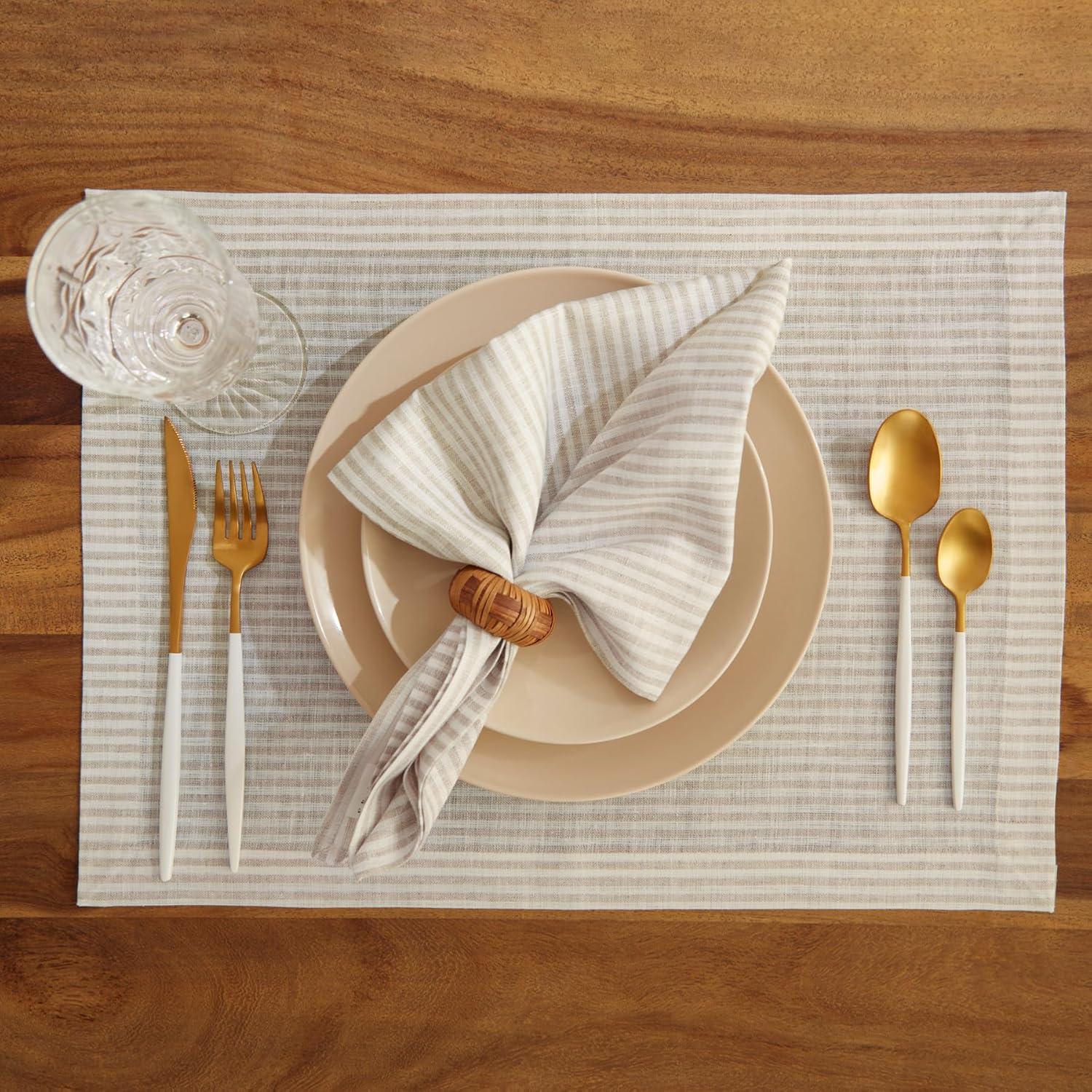 Narrow Stripe - 100% Pure Linen Rectangle Placemats