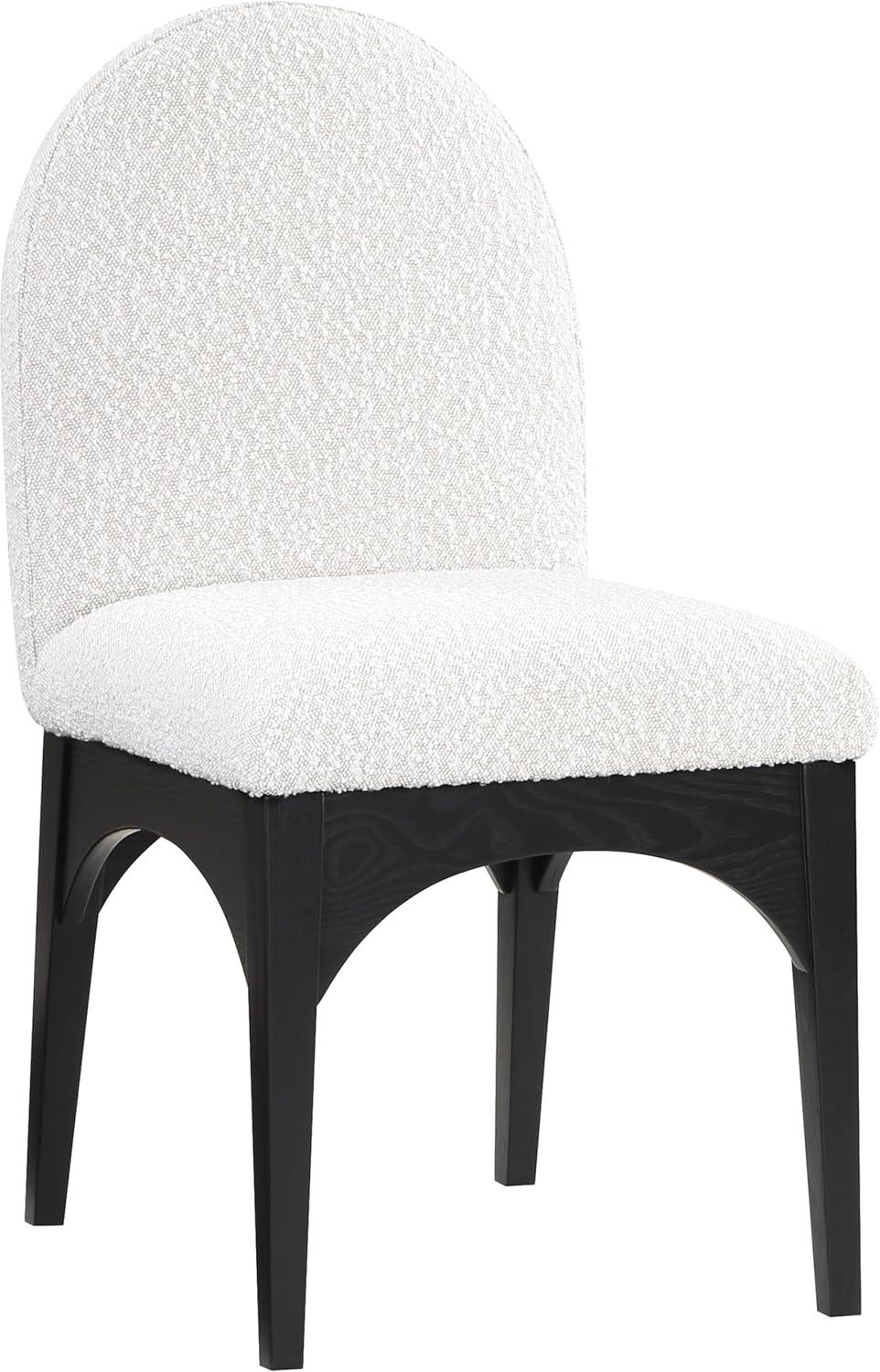 Cream Boucle Upholstered Side Chair with Black Ash Wood Legs