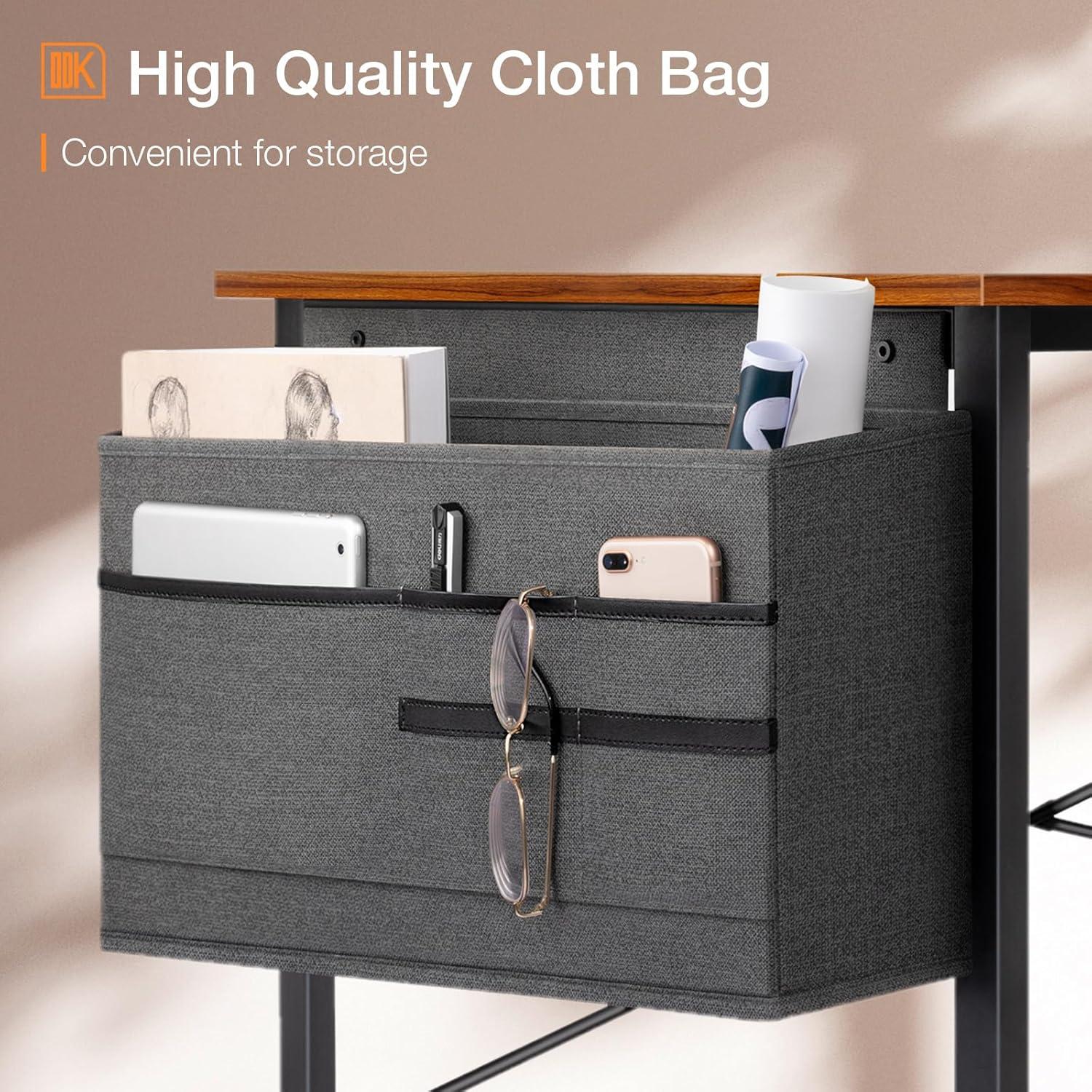 ODK Computer Desk Large Office Desk, 48 Inch Gaming Desk with Storage, Modern PC Desk Work Table with Headphone Hook for Home Office, Deep Brown