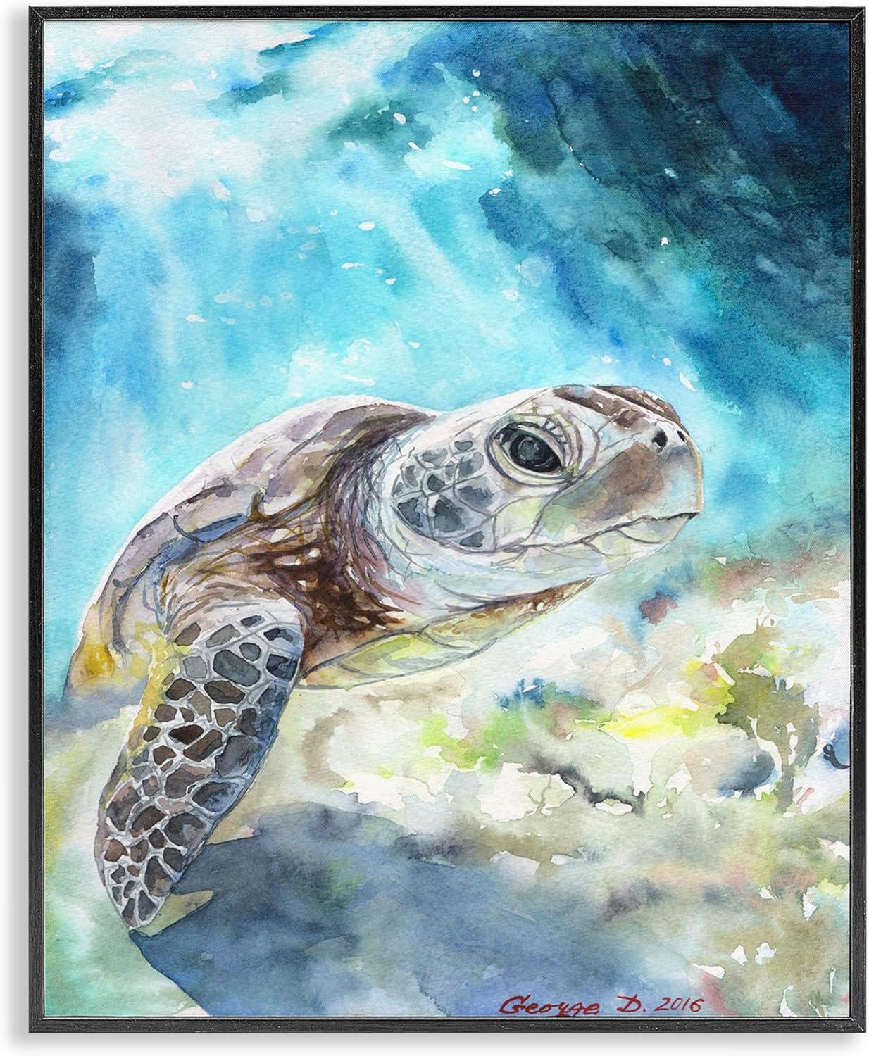 Stupell Industries Sea Turtle Ocean Watercolor, 16" x 20"