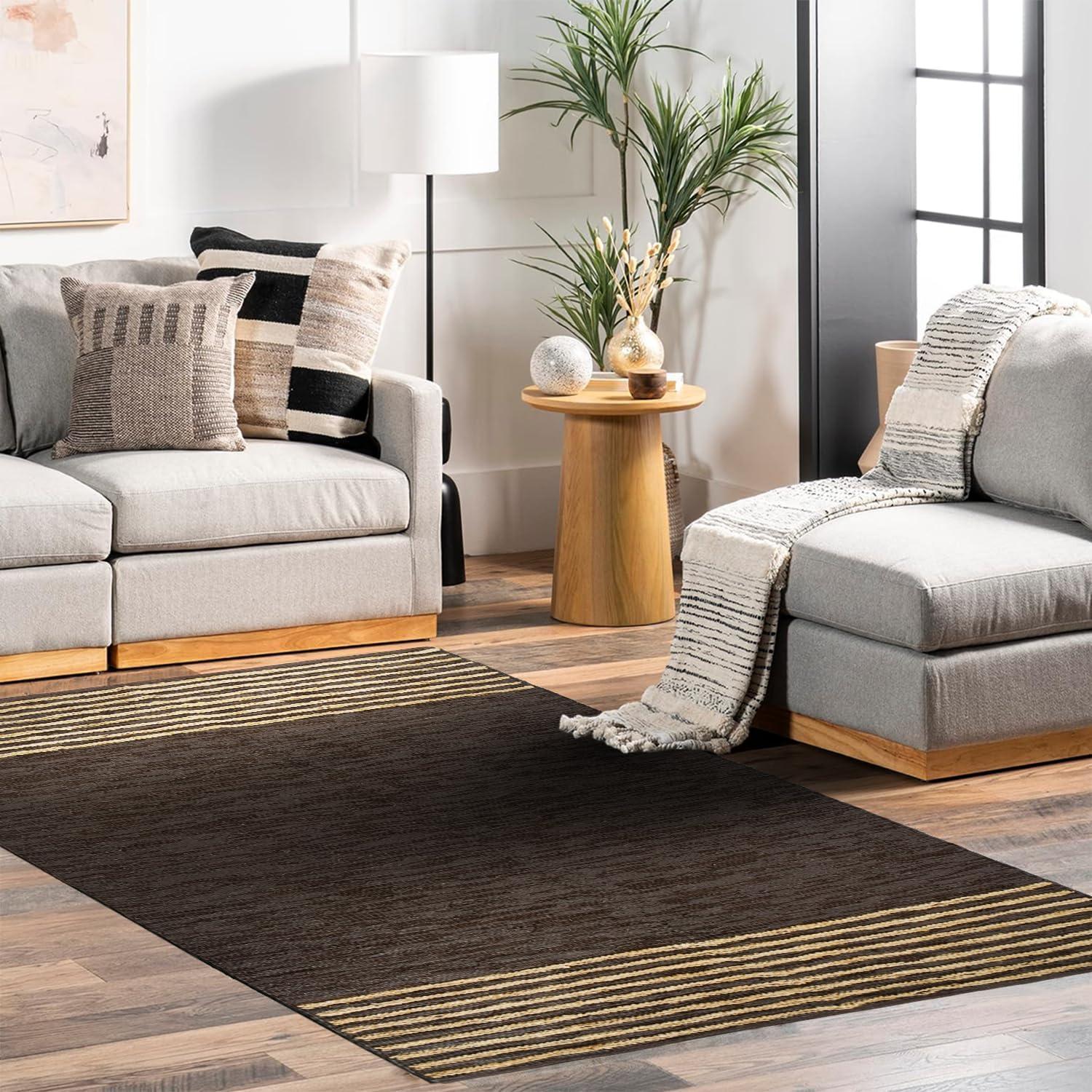 Nuloom 9x12 Elfriede Jute & Cotton Hand Woven Indoor Area Rug, Natural, Solid Rustic Farmhouse Style Natural Fiber Bedroom, Living Room,
