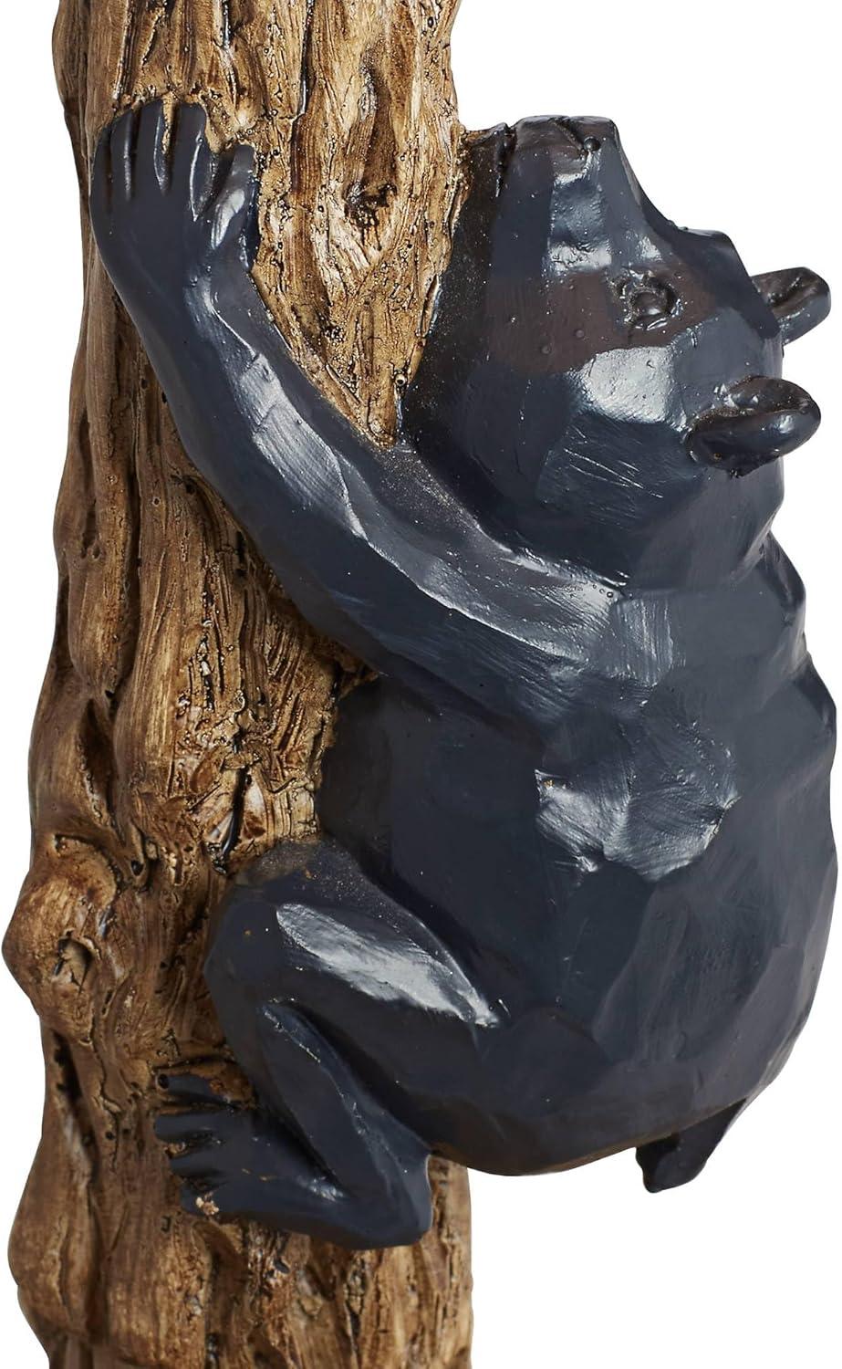 John Timberland Climbing Bears 22 1/2" High Small Rustic Style Accent Table Lamps Set of 2 USB Port Brown Black Wood Finish Living Room Charging