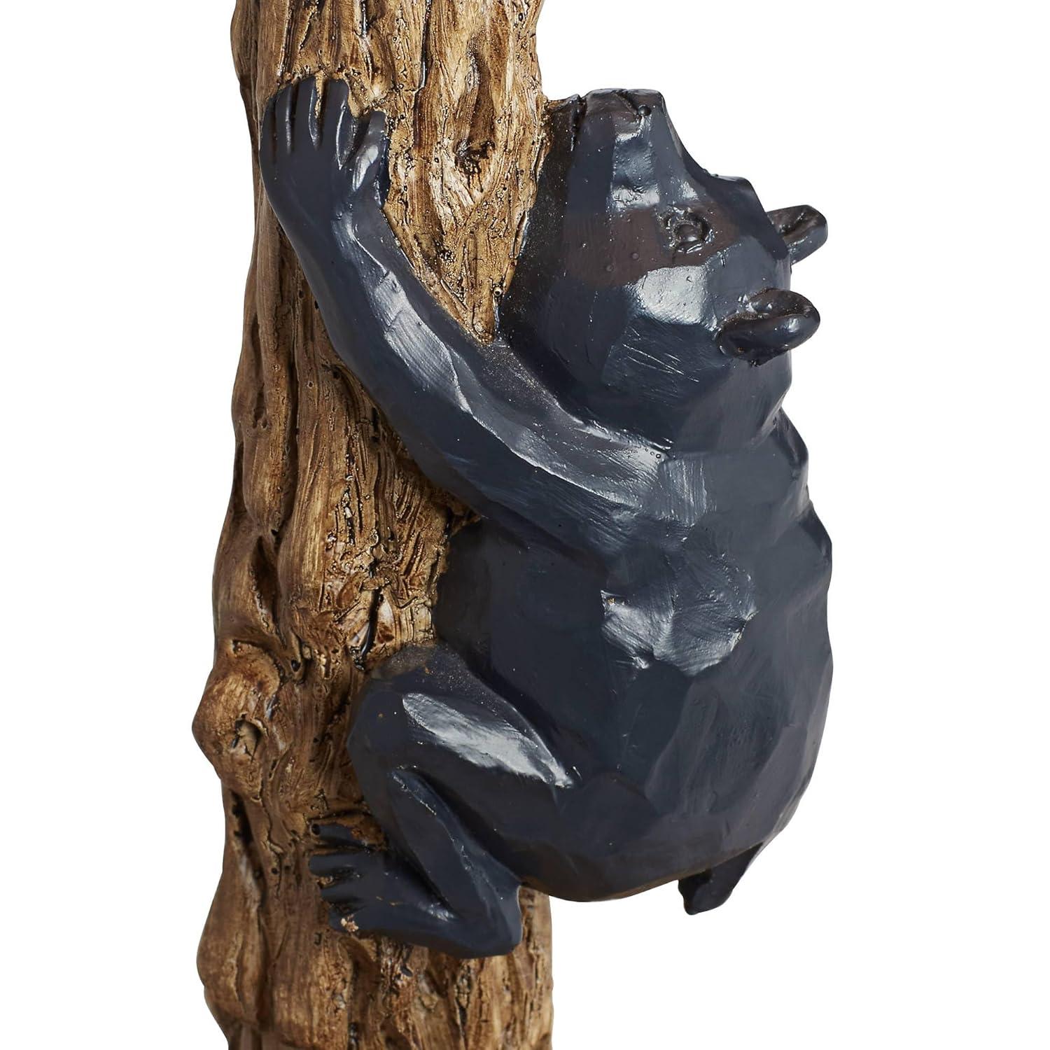 John Timberland Climbing Bears 22 1/2" High Small Rustic Style Accent Table Lamps Set of 2 USB Port Brown Black Wood Finish Living Room Charging