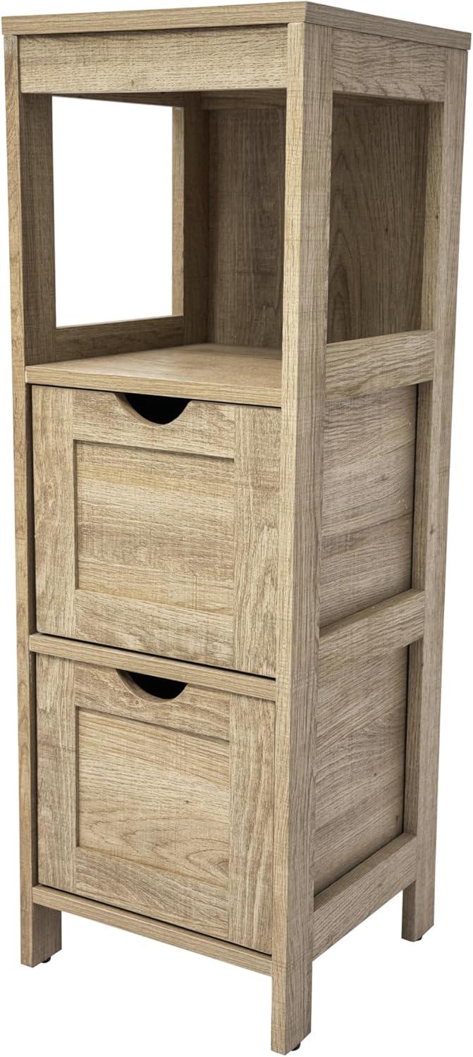 Flash Furniture Dune Farmhouse Bathroom Storage Organizer with Drawers and Open Shelf