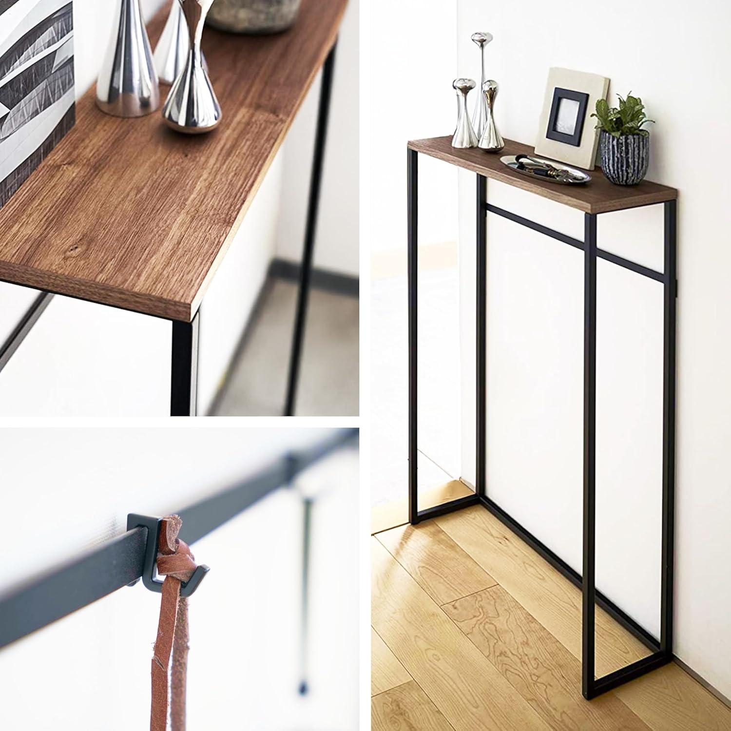 Yamazaki Home Tower Modern Slim Console Table, Metal And Wood Skinny Hallway Table, 32" - Steel