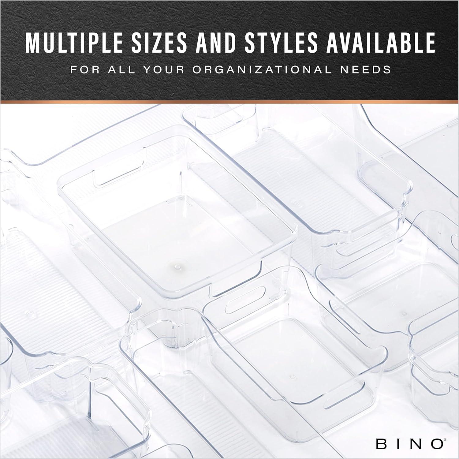 BINO | Plastic Storage Bins, Medium - 2 Pack | THE LUCID COLLECTION | Multi-Use Built-In Handles | BPA-Free | Clear Storage Containers | Fridge Organizer | Pantry & Home Organization