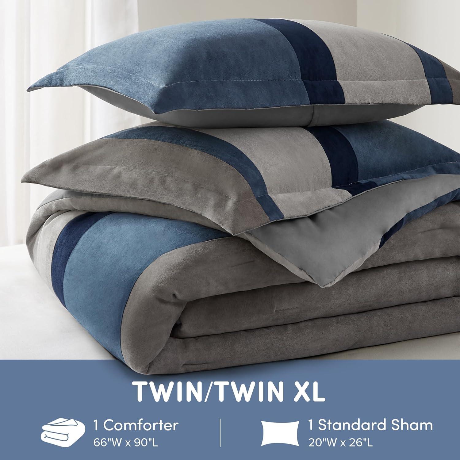 Luxe Quilted Comforter Set Modern Transitional Design, All Season Down Alternative Warm Bedding Matching Shams, Bedskirt, Decorative Pillow,Cal King