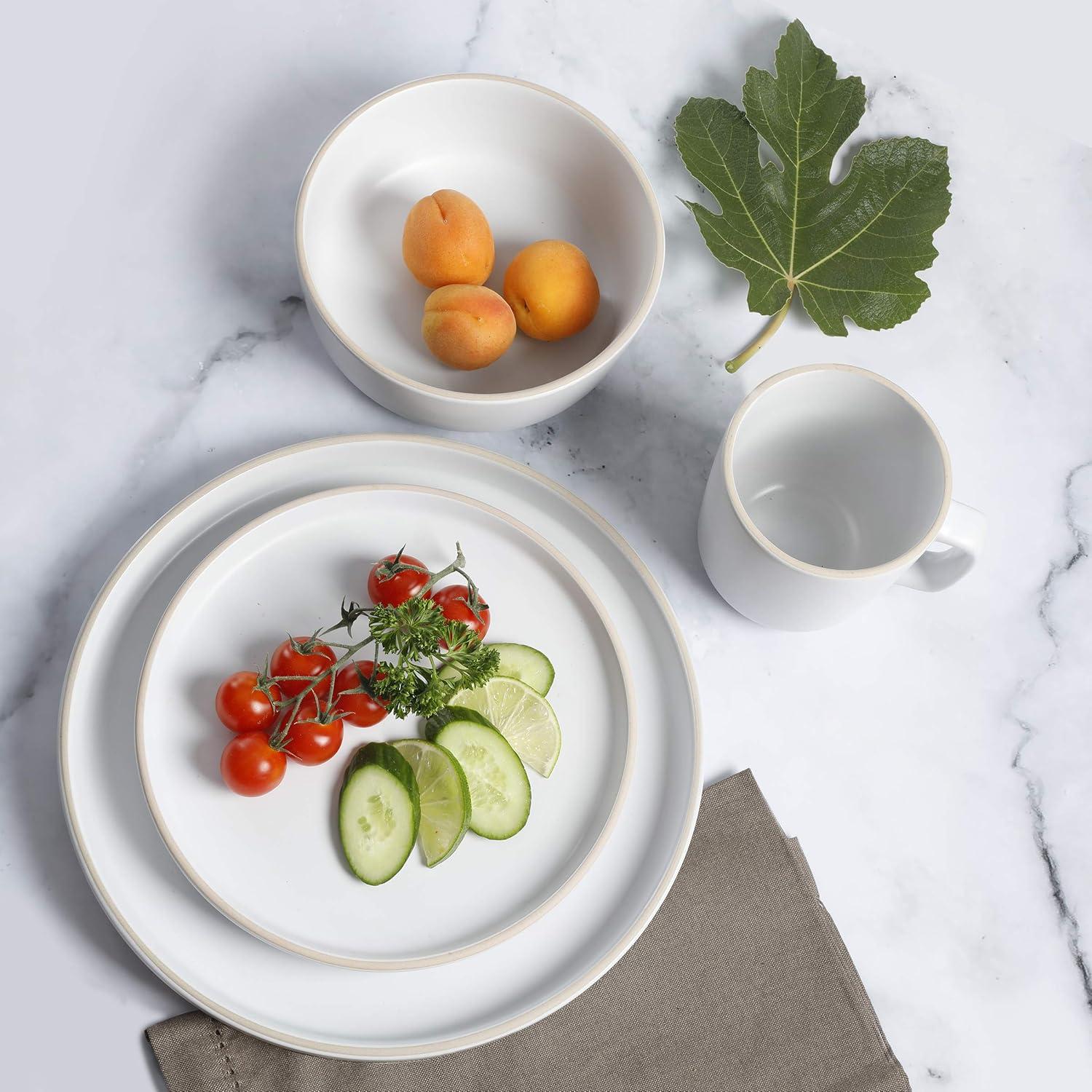 Gibson Home Zuma 16-Piece Round Matte Stoneware Dinnerware Set White