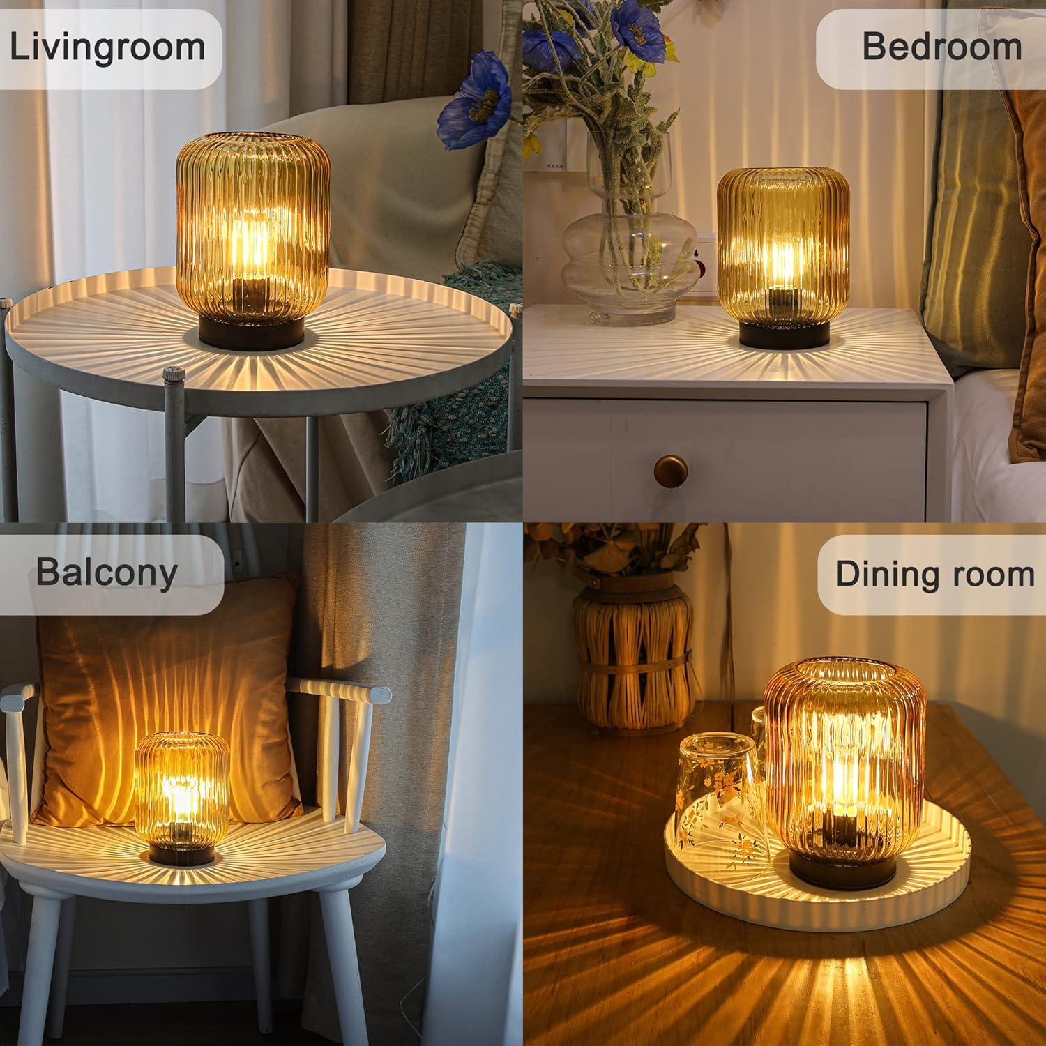 Gold Glass Cordless LED Table Lamp for Outdoor and Indoor Use