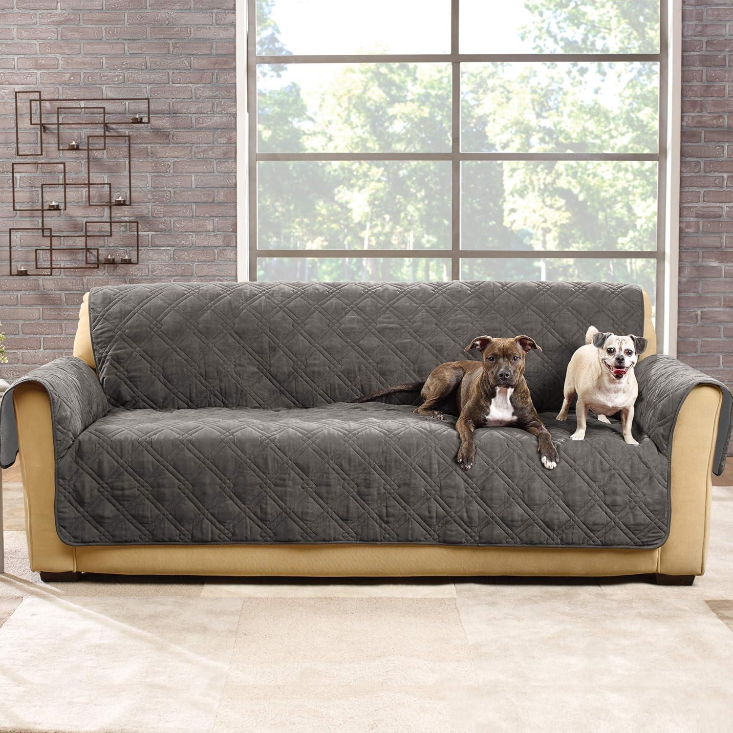 SureFit Microfiber Pet Sofa Furniture Cover in Dark Grey