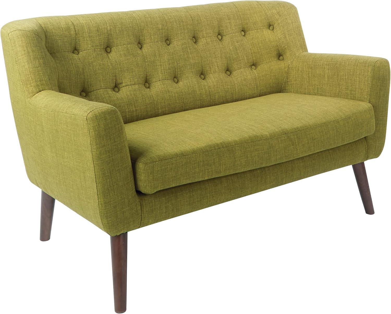 Mill Lane Loveseat in Green Fabric with Coffee Legs