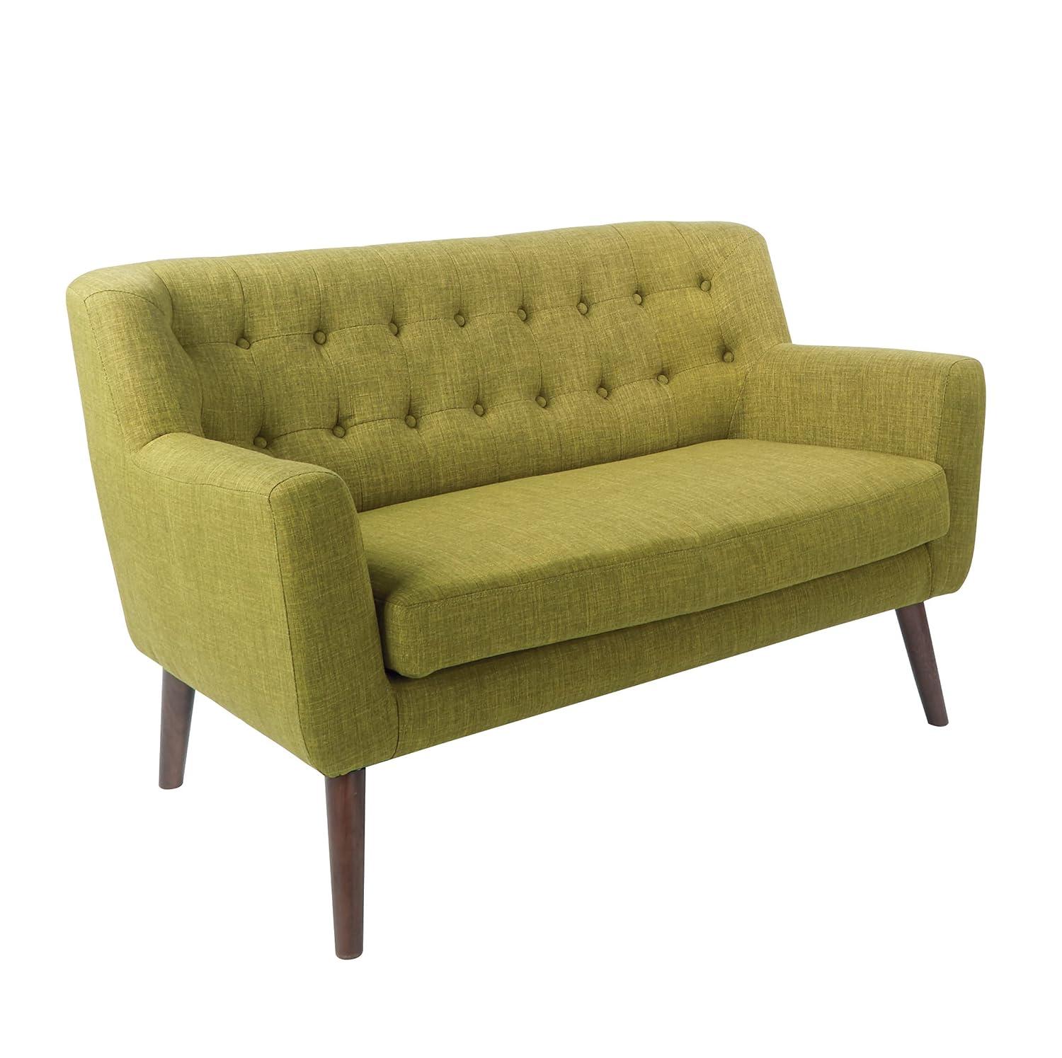 Mill Lane Loveseat in Green Fabric with Coffee Legs
