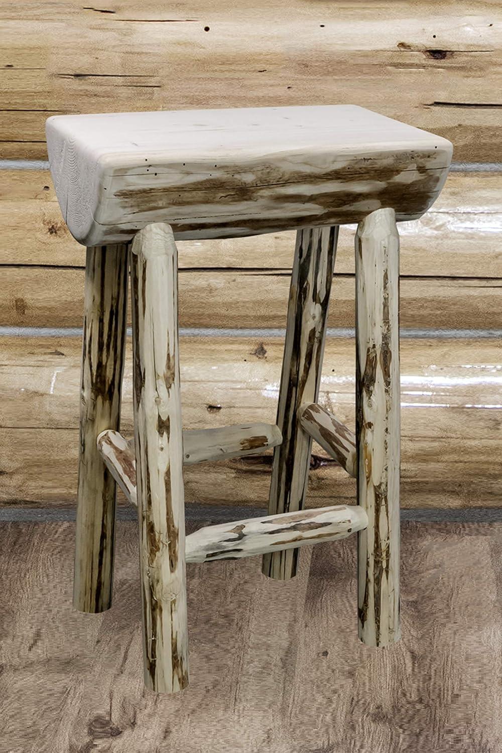 Montana Collection Counter Height Half Log Barstool, Ready to Finish