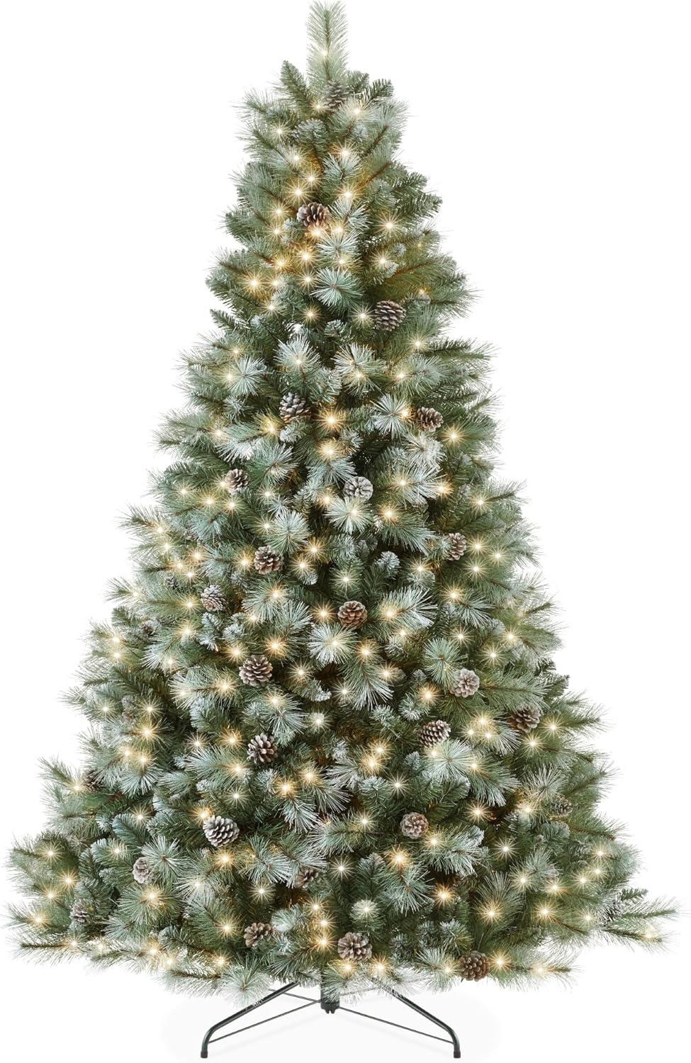 Best Choice Products Pre-Lit Frosted Scotch Pine Christmas Tree w/ 2-In-1 LED Lights