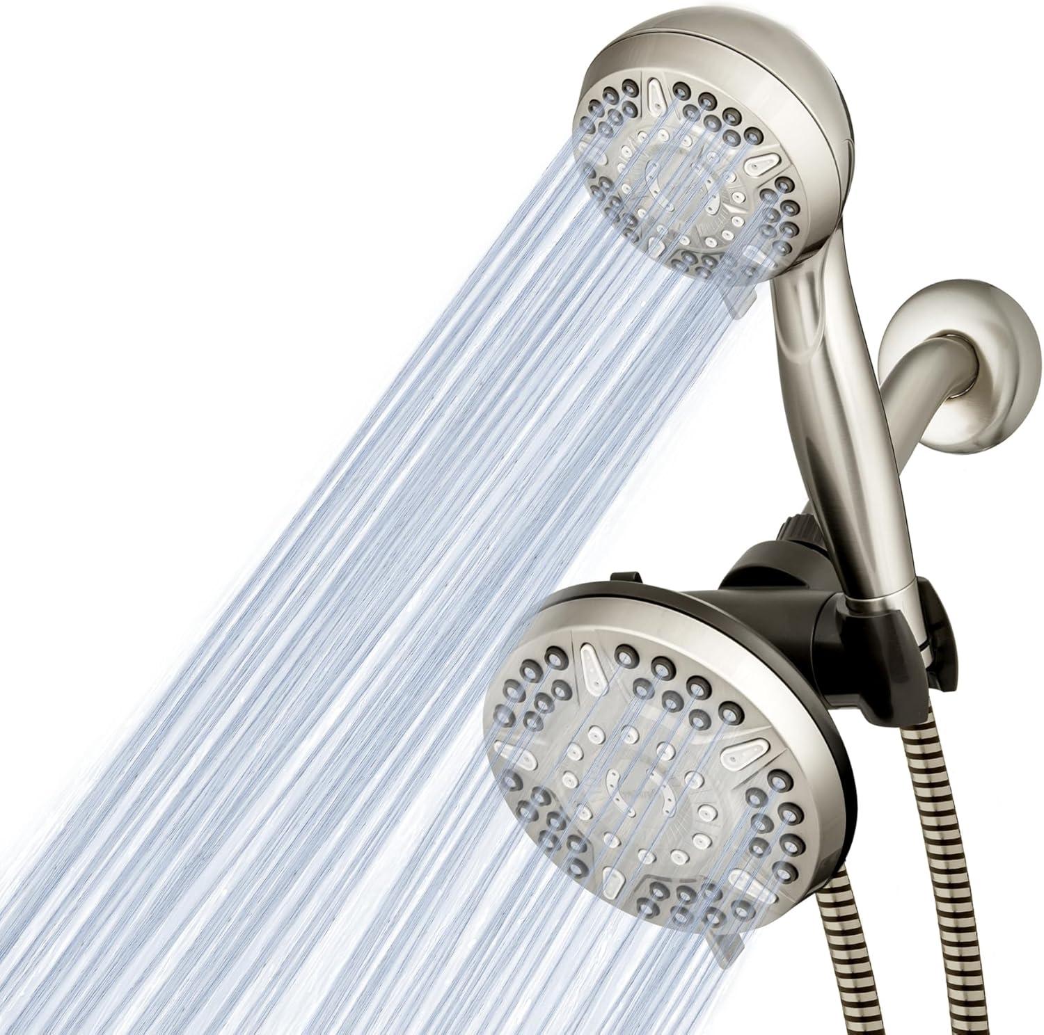 Brushed Nickel Dual Shower Head System with Handheld Combo