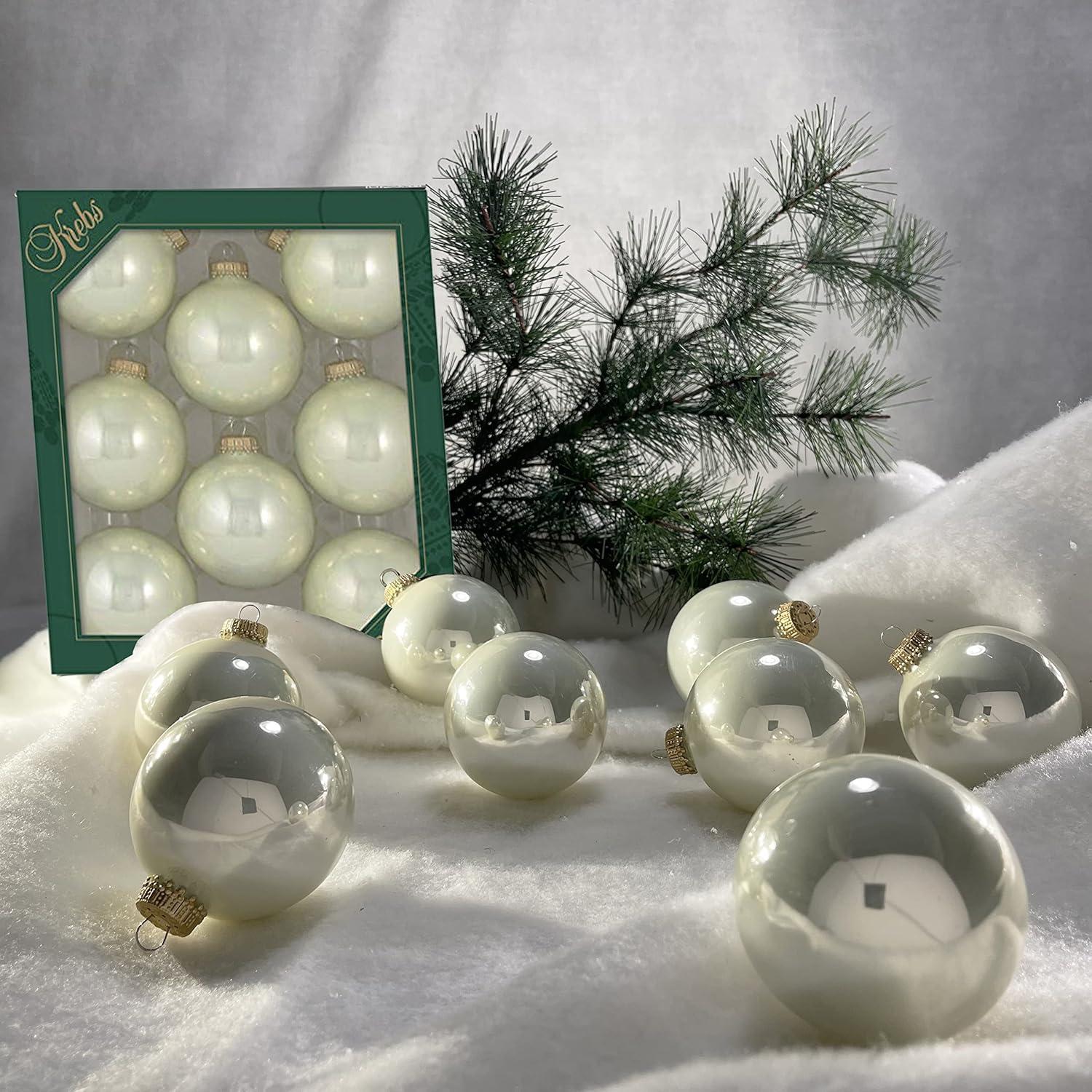 2 5/8" (67mm) Seamless Glass Ornament 8 Pieces, Decorated Designer Heirloom