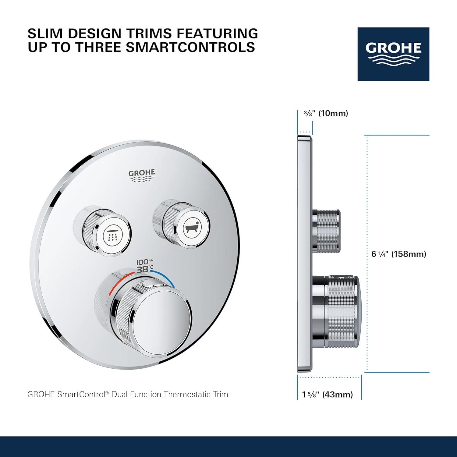 GROHE Grohtherm SmartControl Dual-Function Shower Thermostatic Valve Trim