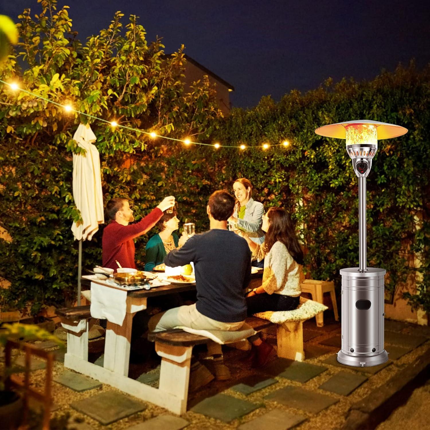 Stainless Steel 48000 BTU Propane Patio Heater with Drink Shelf