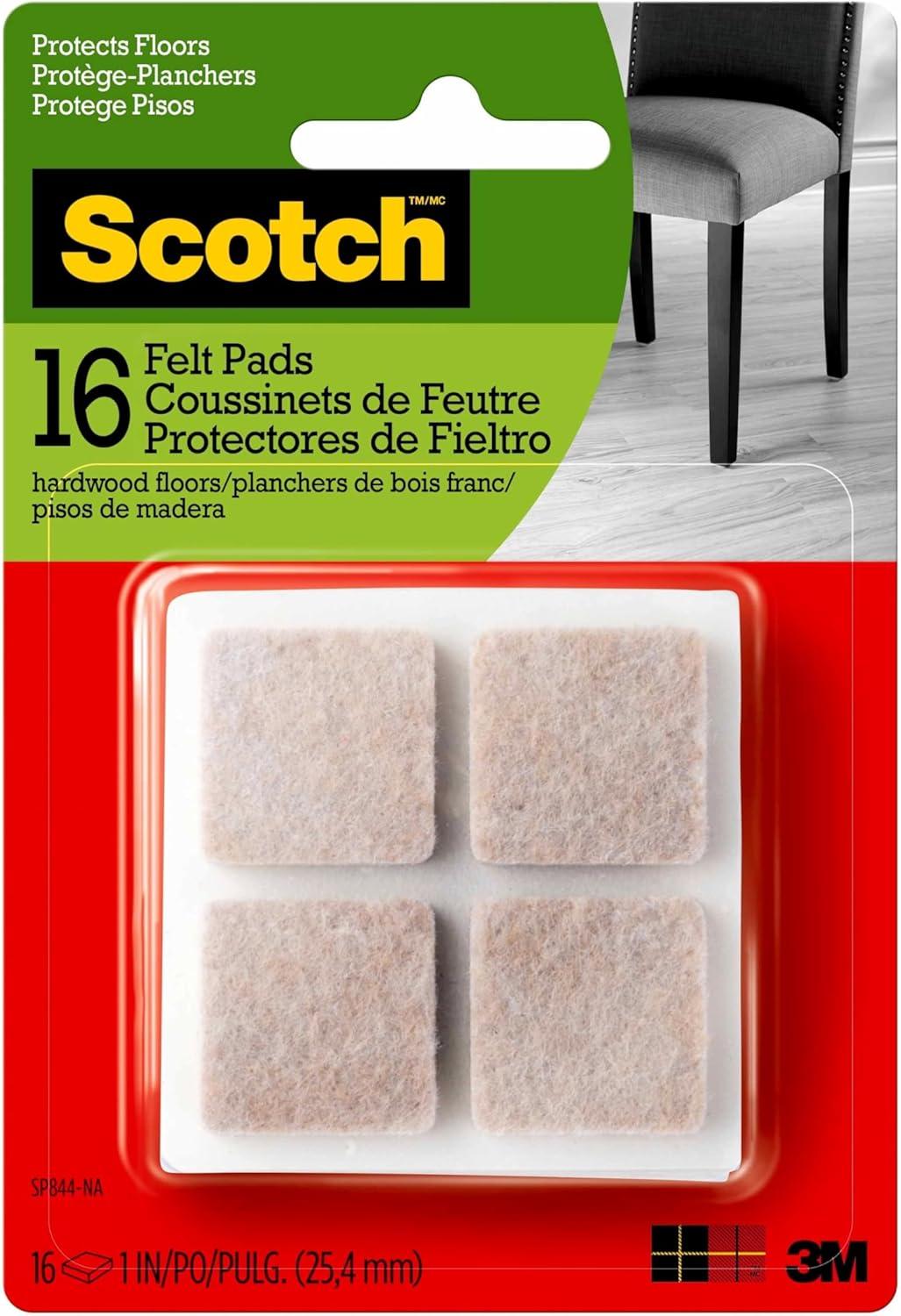 Scotch Felt Pads Beige Square 1 inch