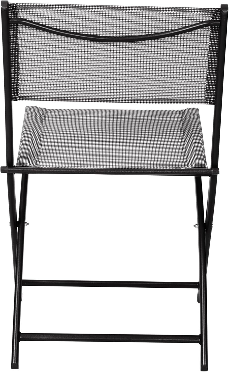 Flash Furniture Brazos Set of 2 Commercial Grade Indoor/Outdoor Folding Chairs with Gray Flex Comfort Material Backs and Seats and Black Metal Frames