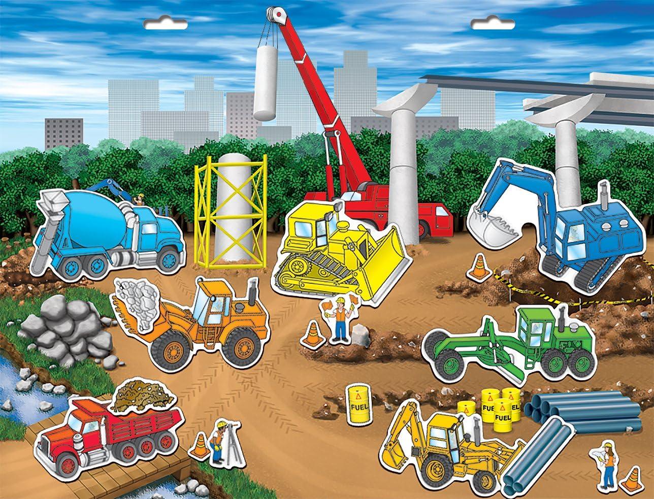 PlayMonster Create-A-Scene Magnetic Playset, Construction Site, Multicolor, Ages 3+, Playset