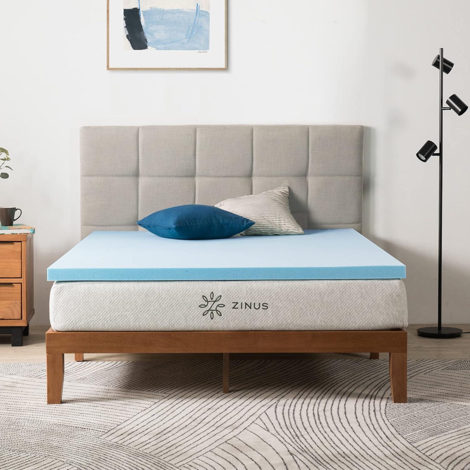 Zinus 2" Green Tea Cooling Gel Memory Foam Mattress Topper, Full