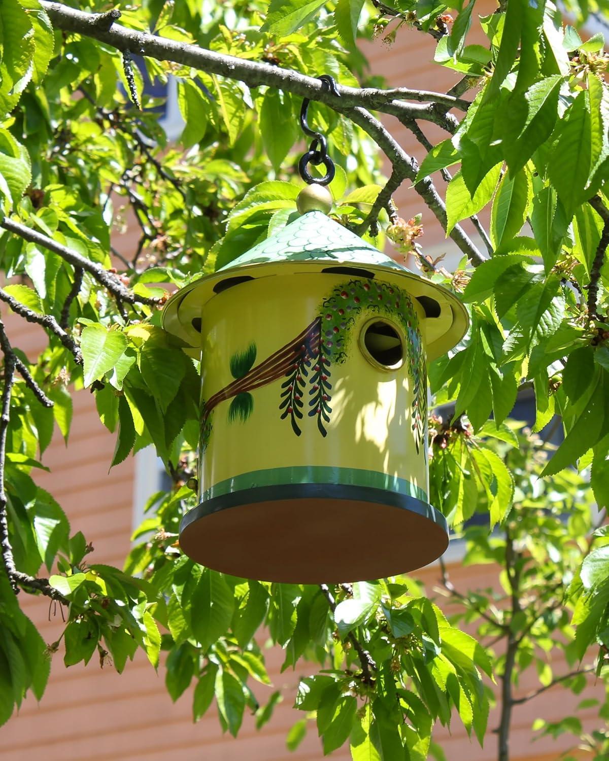 12" Iron Hand Painted Bastion Cottage Birdhouse - ACHLA Designs: Weather-Resistant Metal, No Assembly Required