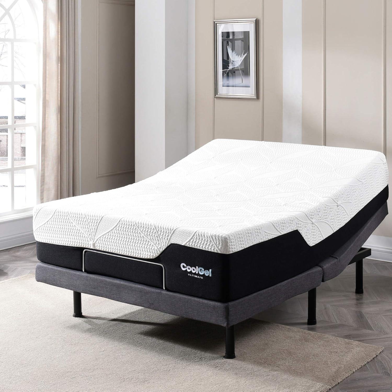 Queen 14-Inch Gel Memory Foam Mattress with Adjustable Bed