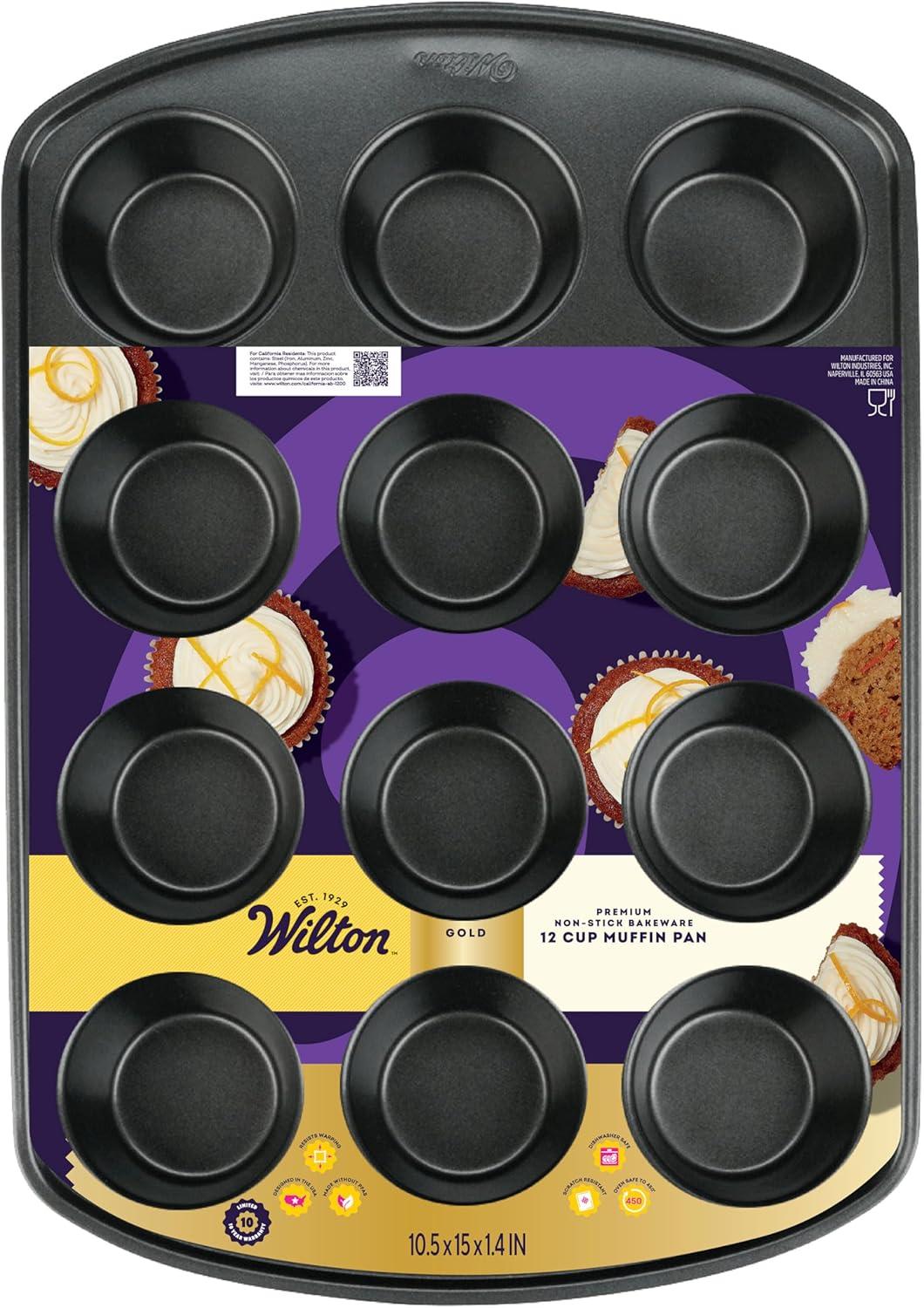 Wilton 191002982 Perfect Results Nonstick 12-Cup Muffin Pan