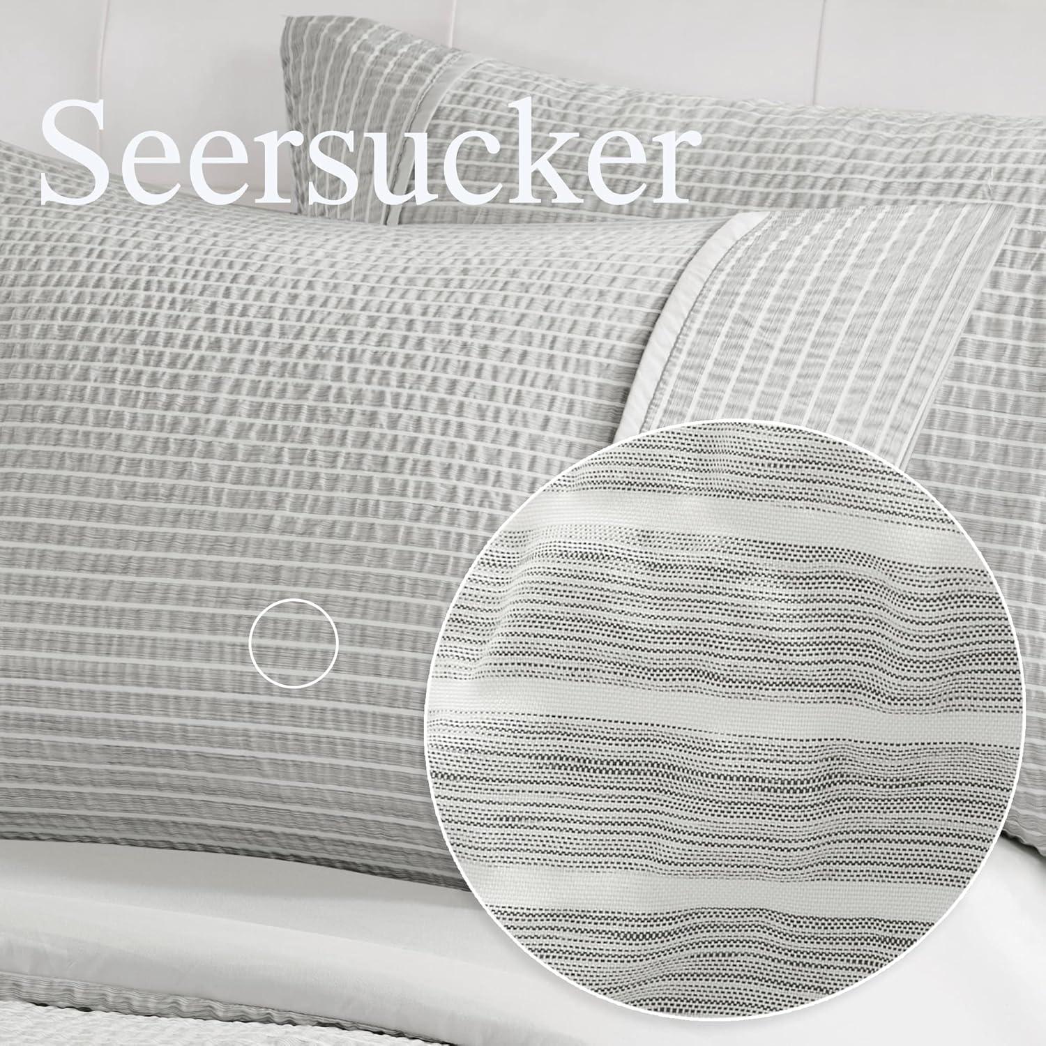 Beautyrest Apollo 3 Piece Striped Seersucker Oversized Comforter Set