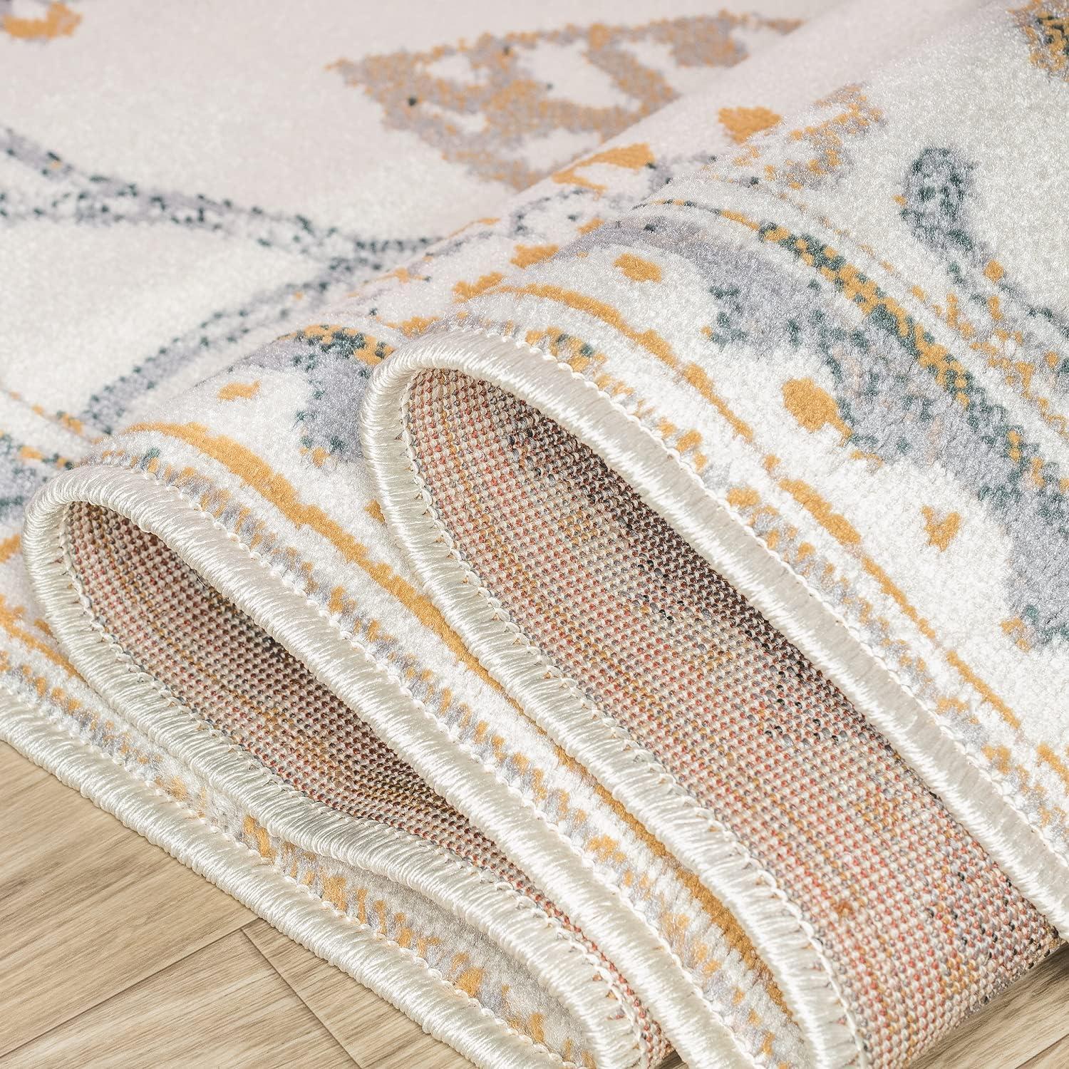 SUPERIOR Indoor Small Area Rug, Jute Backed, Modern Floral Farmhouse Floor Decor, Perfect for Hallway, Entryway, Living/Dining Room, Bedroom, Office, Kitchen, Amary Collection - 5' x 8', Grey