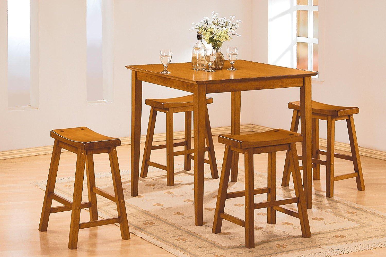 29-Inch Oak Saddle Seat Backless Pub Stools, Set of 2