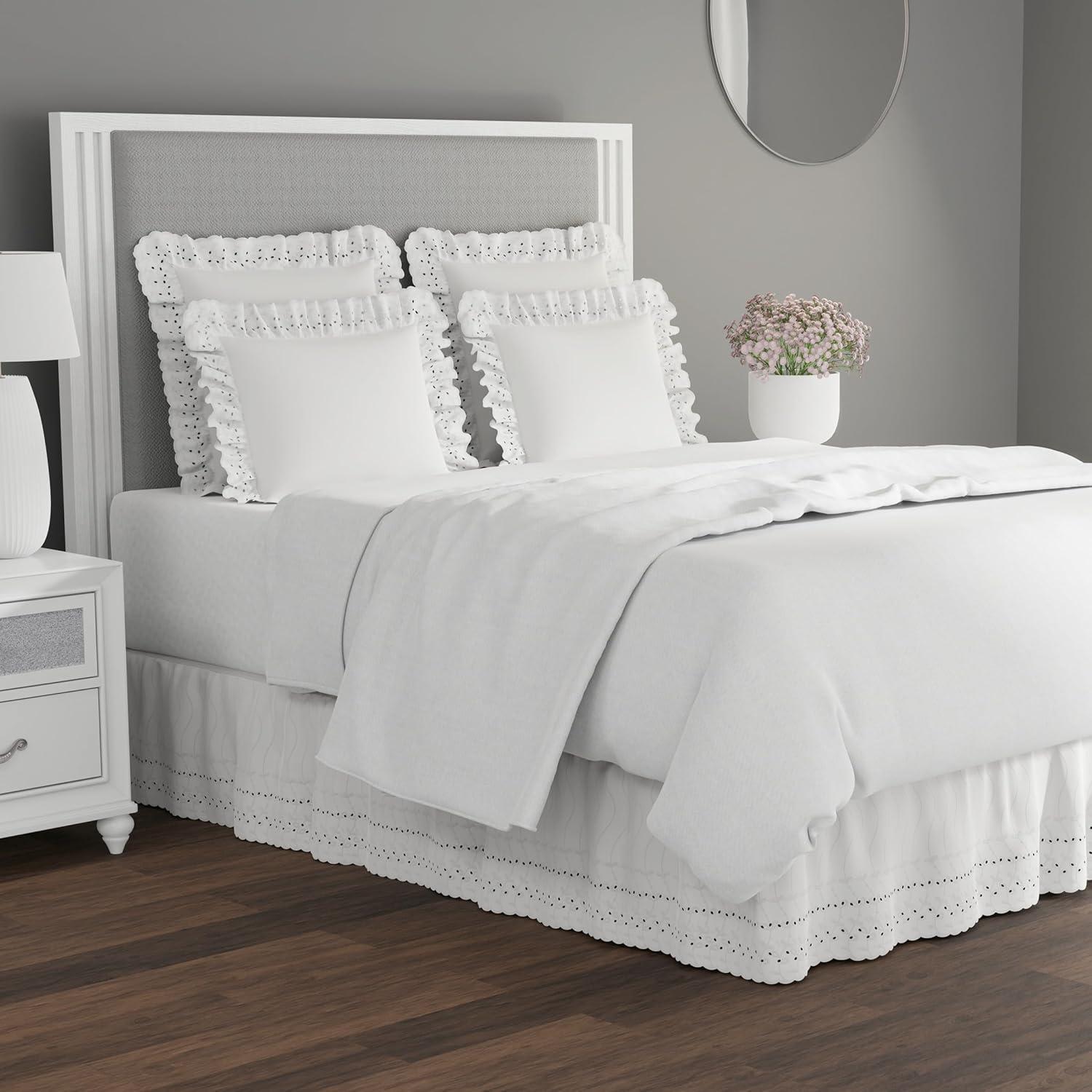 Fresh Ideas  Fresh Ideas Ruffled Eyelet Bed Skirt, 14" Drop Length & Reviews | Wayfair