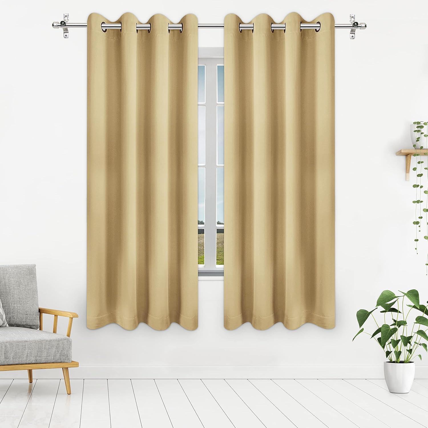 NICETOWN Navy Blackout Curtains Set of 2, W52 x L63 - Navy Blackout Curtains 63 inches Long for French Door