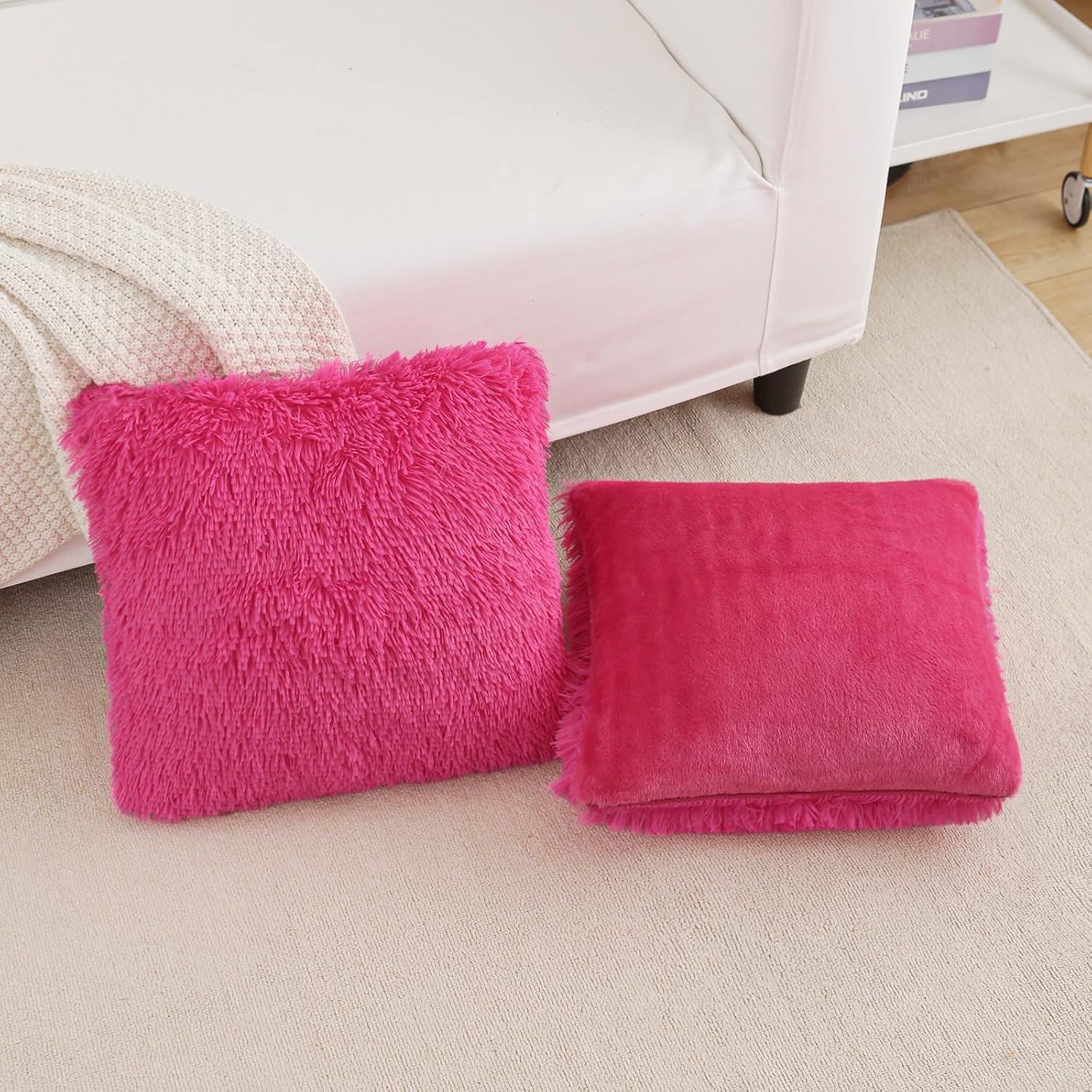 Sweet Home Collection Faux Fur Reversible Throw Pillow (Set of 2)