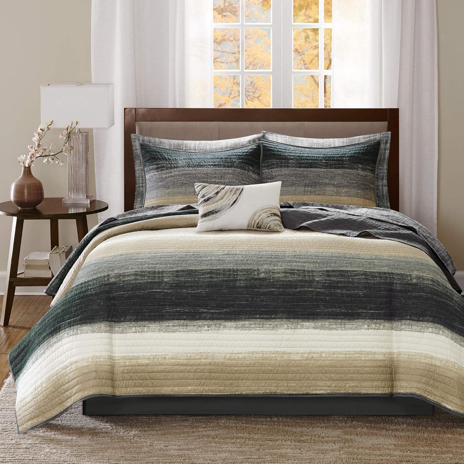 Madison Park Essentials Saben Microfiber Quilt Set with Cotton Bed Sheets